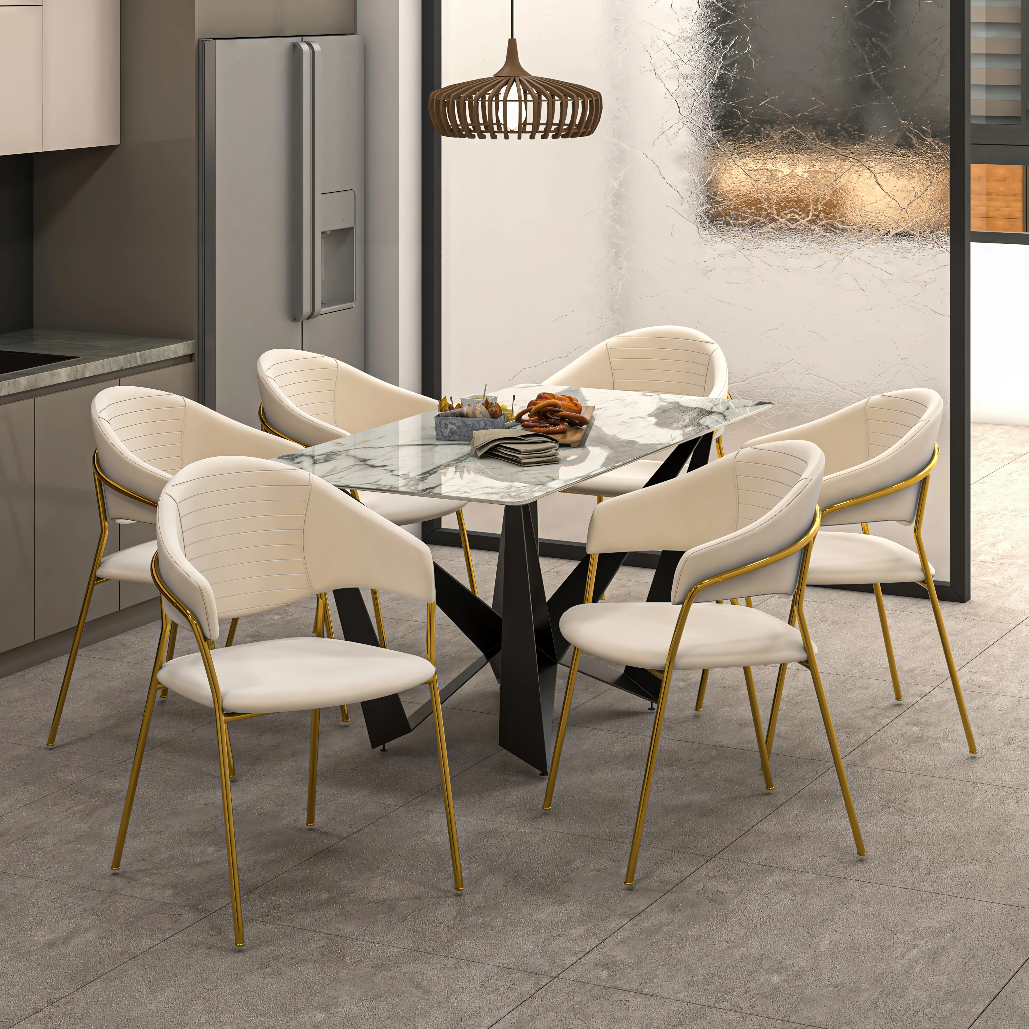 Bella Collection Modern Dining Chair in Off White Set of 4