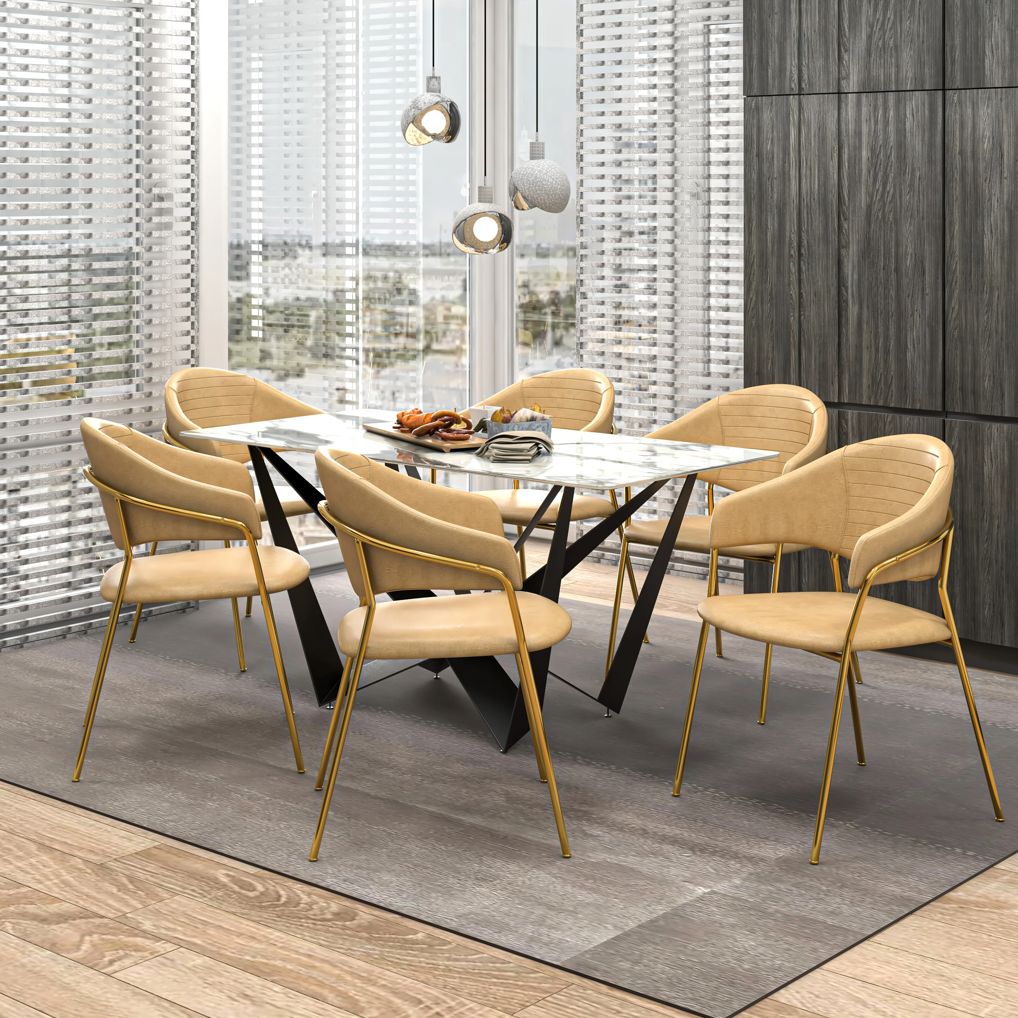 Bella Collection Modern Dining Chair in Taupe Set of 2
