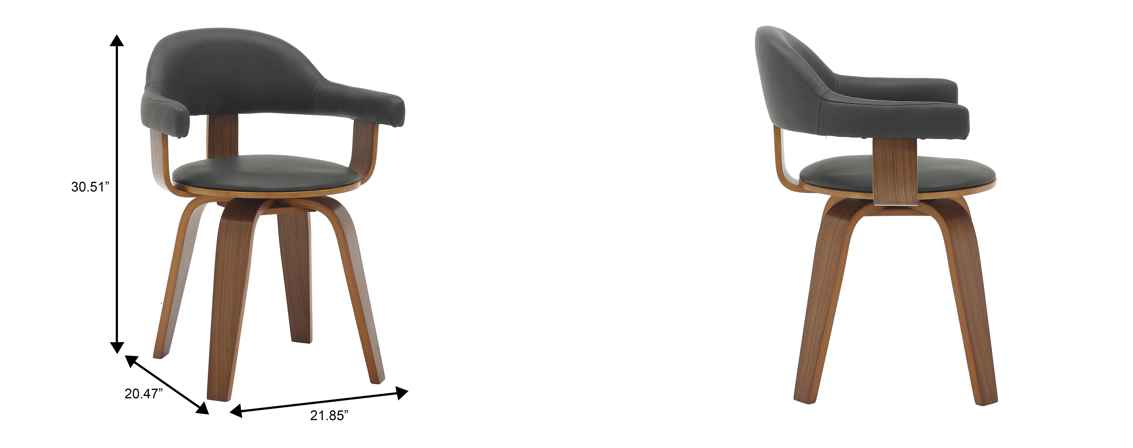 Modern Wooden Dining Chair, Walnut Color Frame in Black, Brivo Collection By LeisrueMod