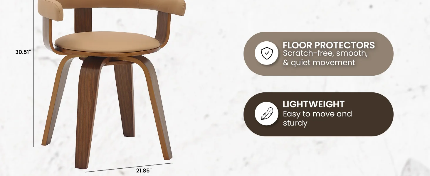 Modern Wooden Dining Chair, Walnut Color Frame in Brown, Brivo Collection By LeisrueMod