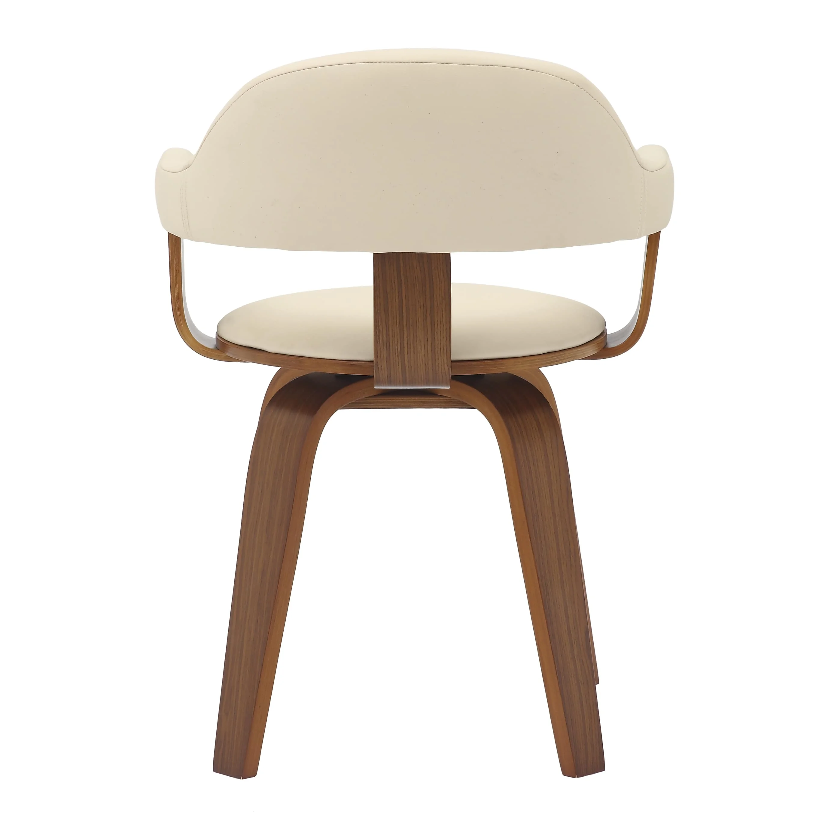 Modern Wooden Dining Chair, Walnut Color Frame in Cream, Brivo Collection By LeisrueMod