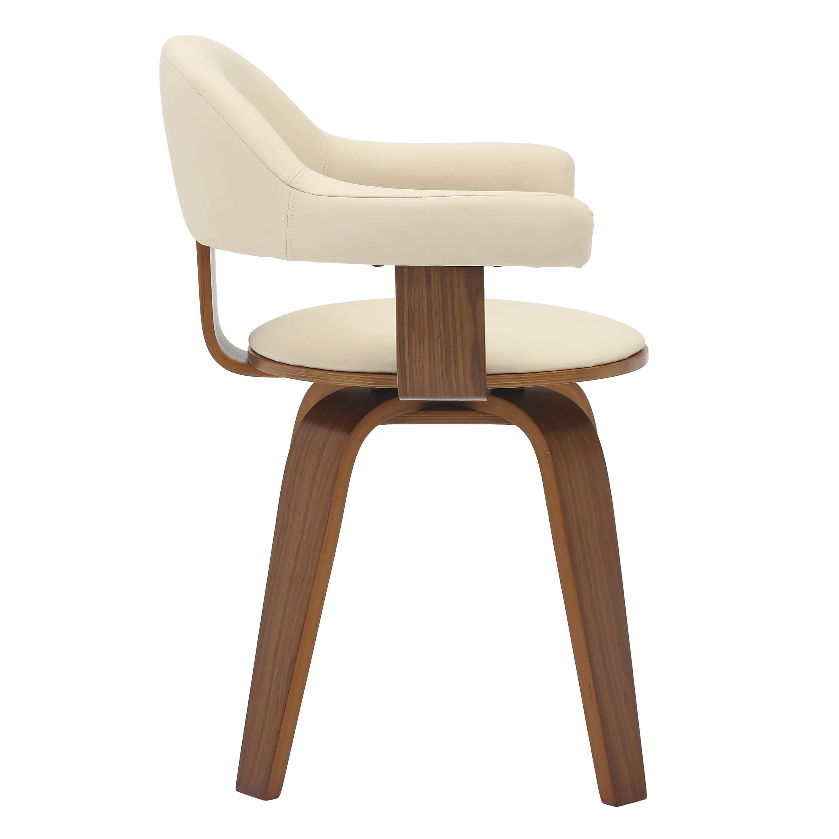 Modern Wooden Dining Chair, Walnut Color Frame in Cream, Brivo Collection By LeisrueMod