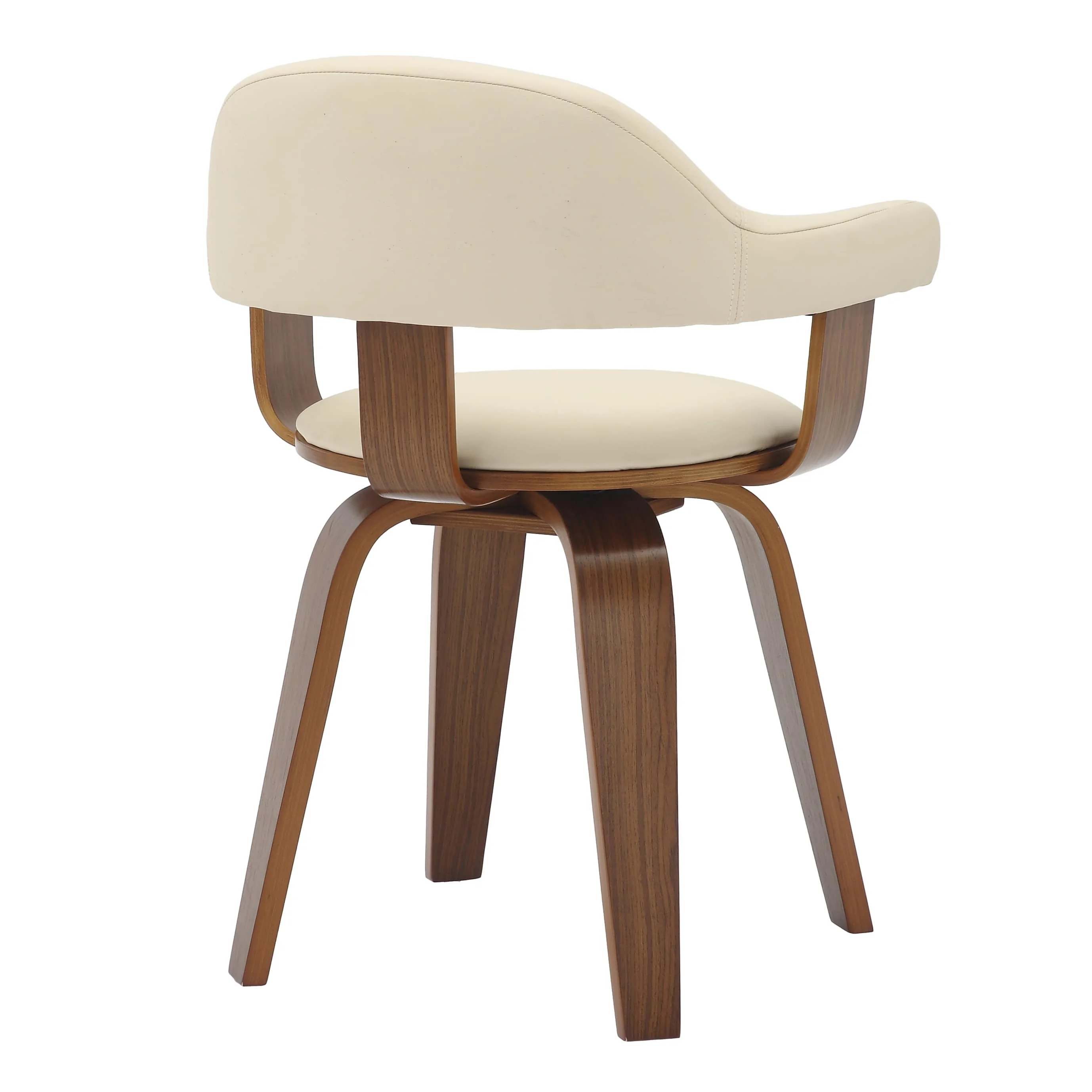 Modern Wooden Dining Chair, Walnut Color Frame in Cream, Brivo Collection By LeisrueMod
