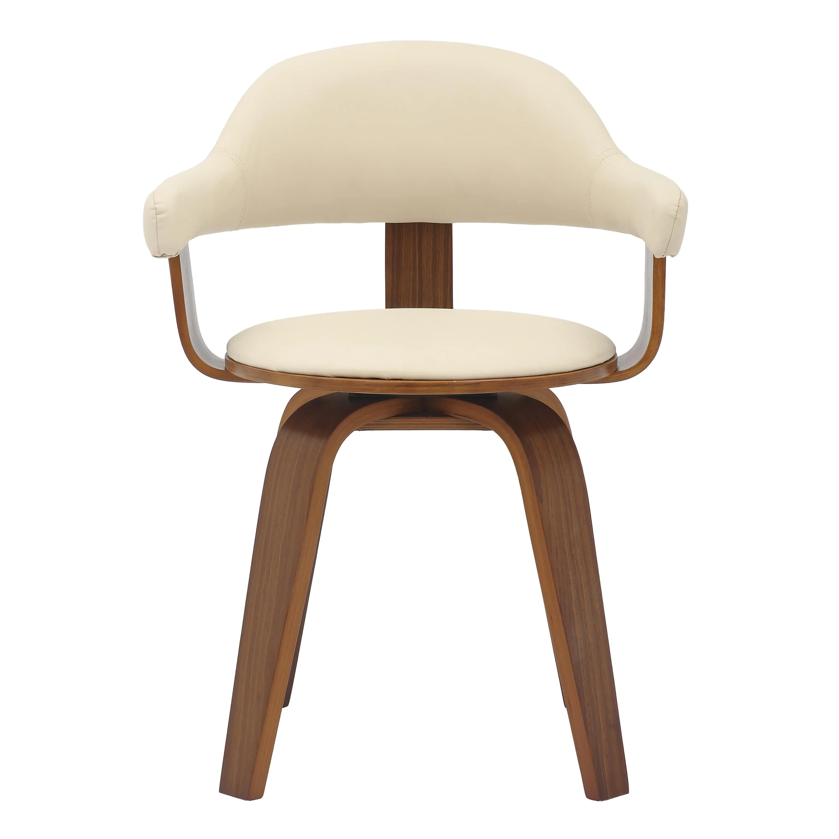 Modern Wooden Dining Chair, Walnut Color Frame in Cream, Brivo Collection By LeisrueMod