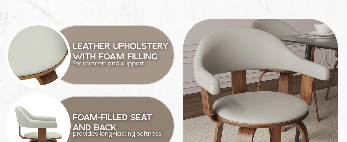 Modern Wooden Dining Chair, Walnut Color Frame in Grey, Brivo Collection By LeisrueMod