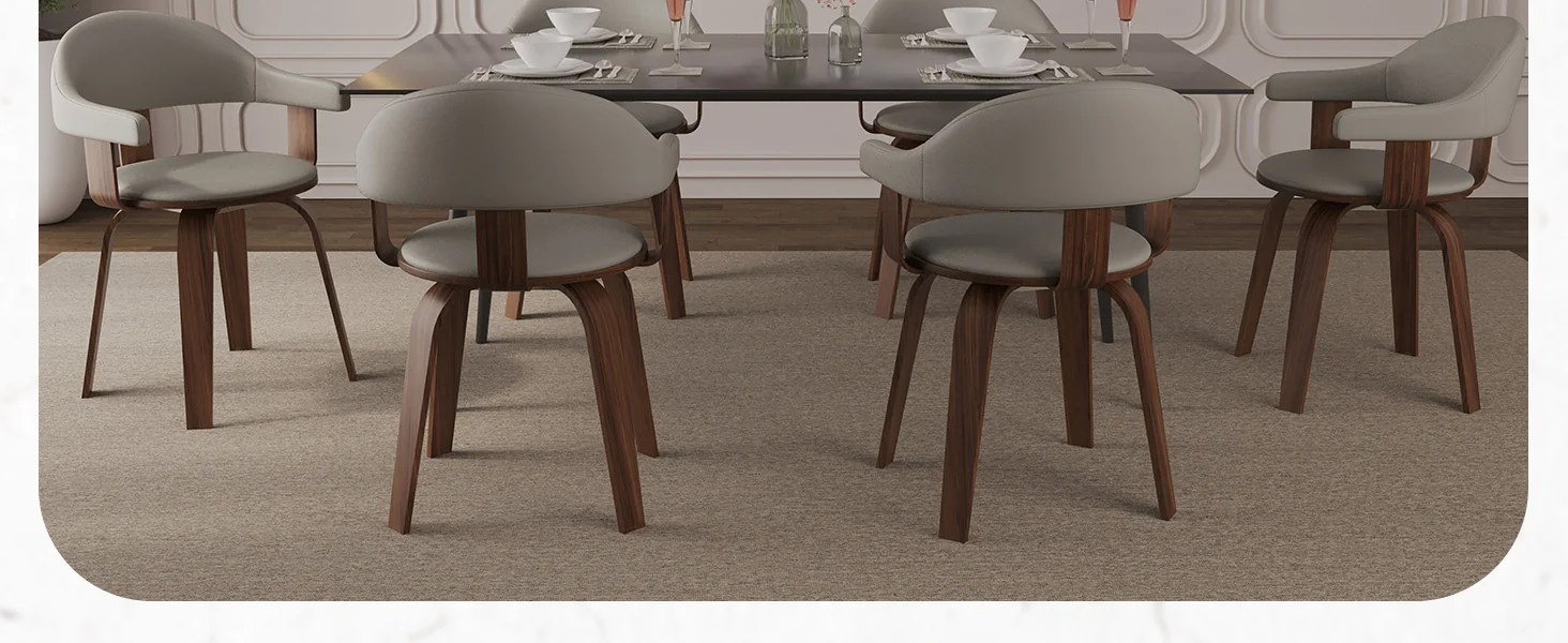 Modern Wooden Dining Chair, Walnut Color Frame in Grey, Brivo Collection By LeisrueMod