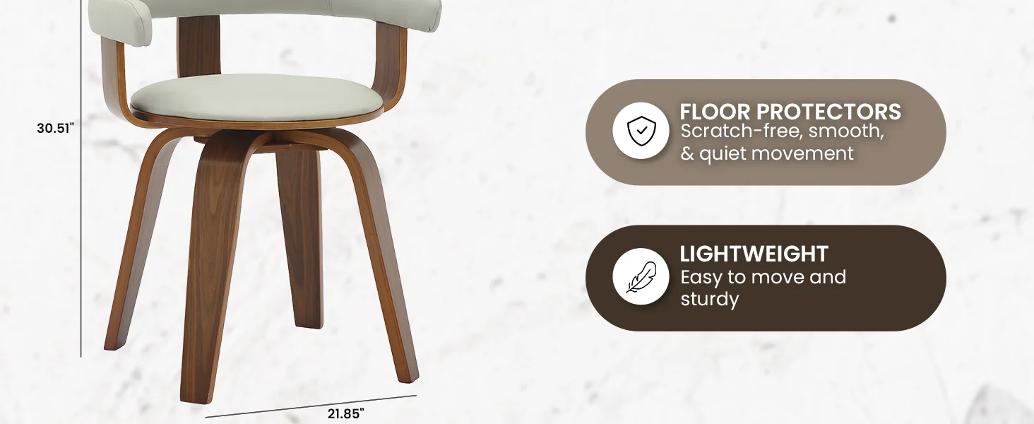 Modern Wooden Dining Chair, Walnut Color Frame in Grey, Brivo Collection By LeisrueMod