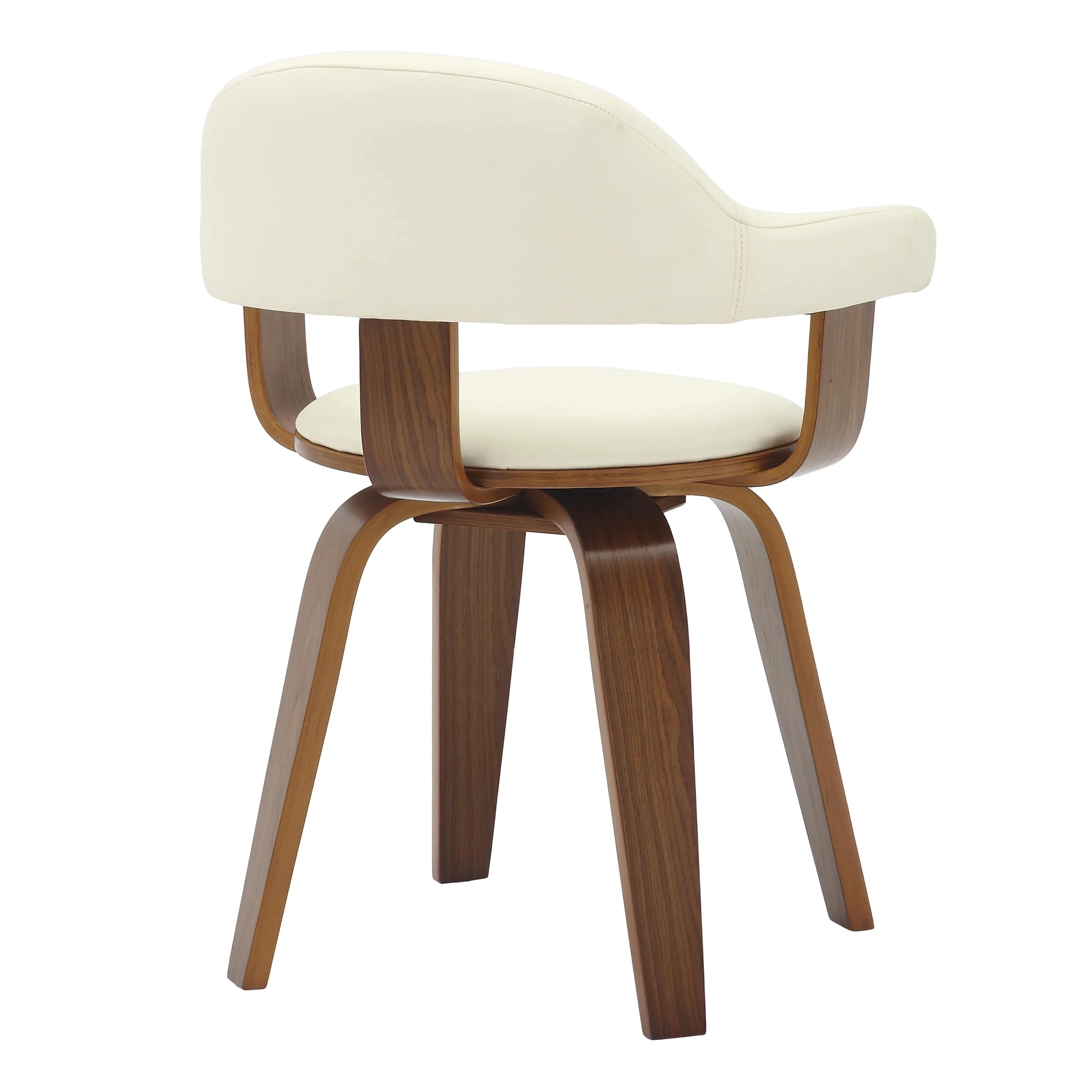 Modern Wooden Dining Chair, Walnut Color Frame in White, Brivo Collection By LeisrueMod