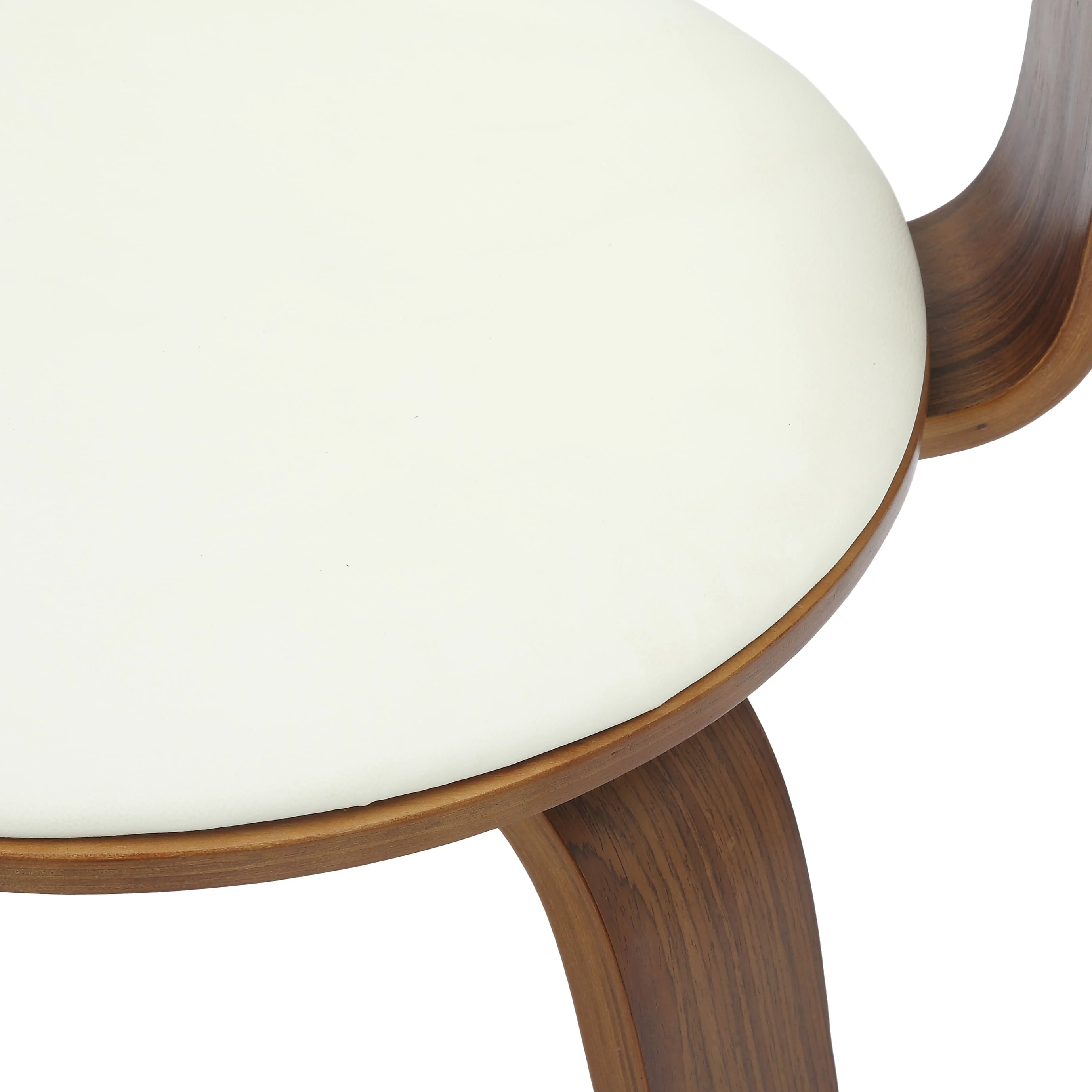 Modern Wooden Dining Chair, Walnut Color Frame in White, Brivo Collection By LeisrueMod