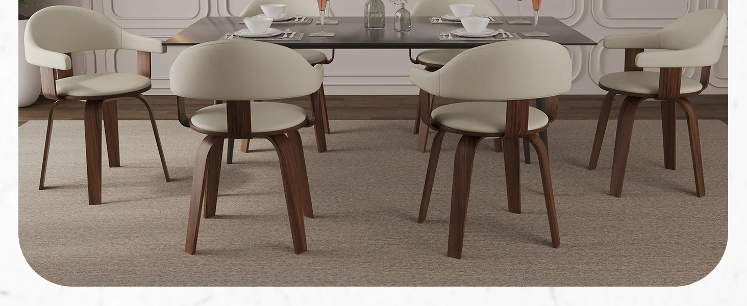 Modern Wooden Dining Chair, Walnut Color Frame in White, Brivo Collection By LeisrueMod