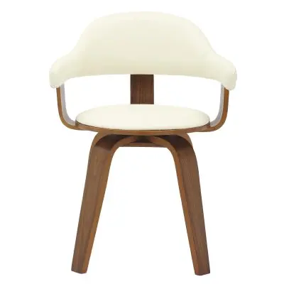 Modern Wooden Dining Chair, Walnut Color Frame in White, Brivo Collection By LeisrueMod