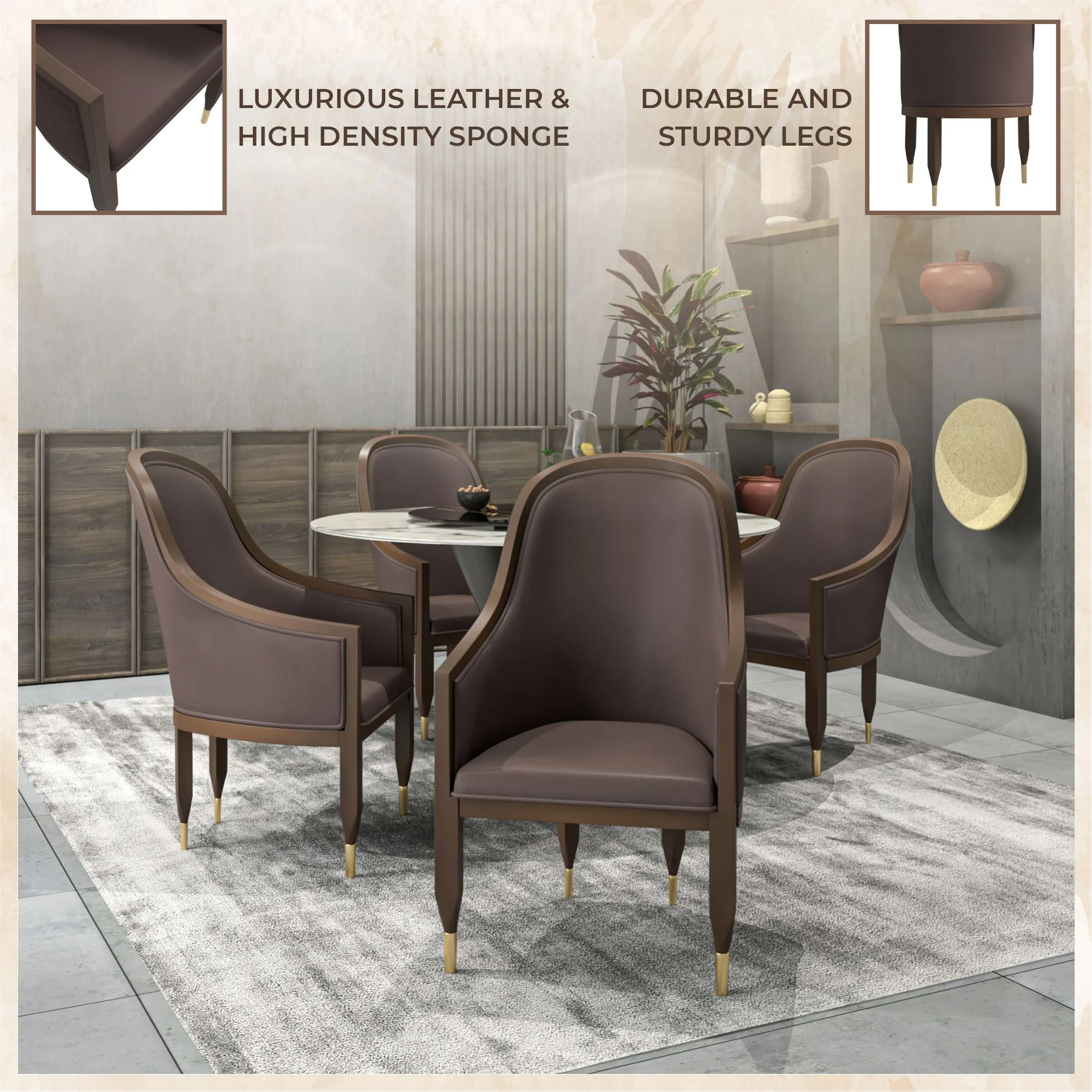Belle Series Modern Dining Chair in Dark Brown