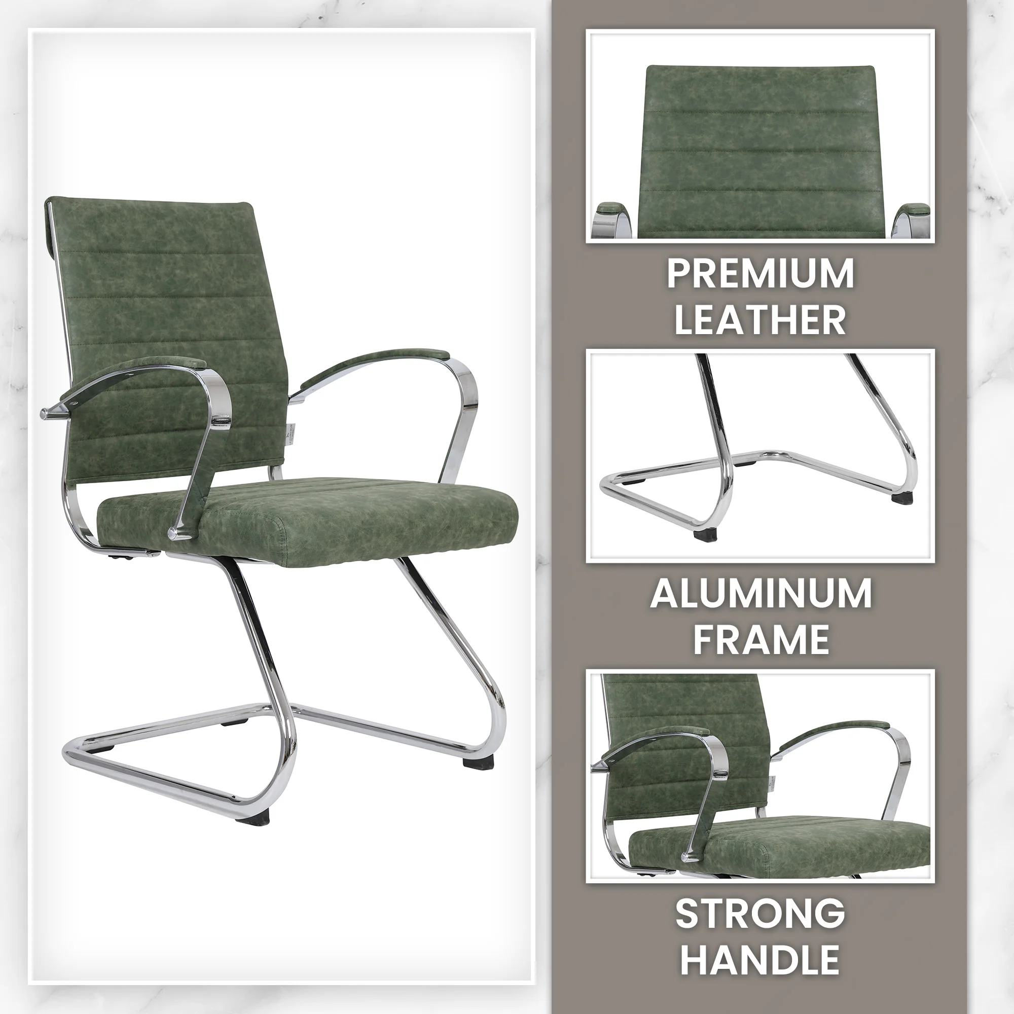 Benmar Home Leather Guest Office Chair in Green