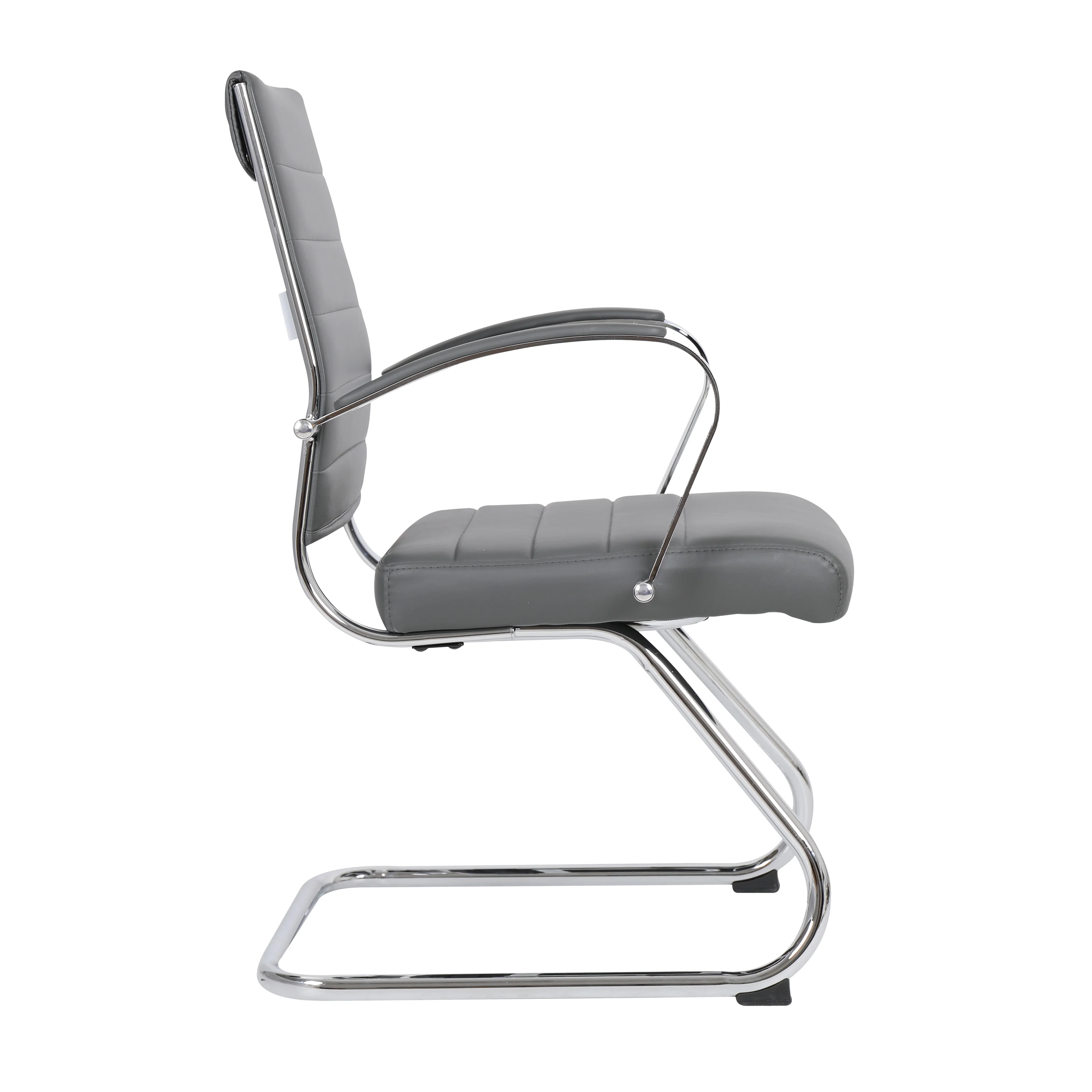 Benmar Home Leather Guest Office Chair in Grey