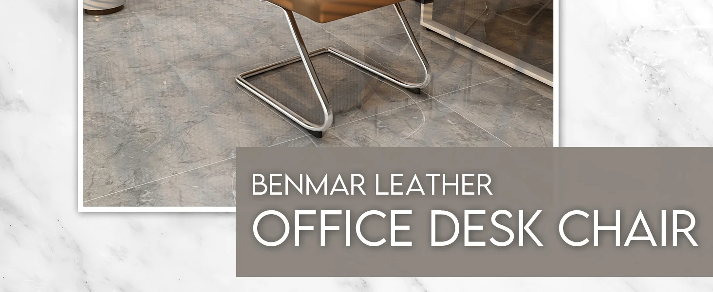 Benmar Home Leather Guest Office Chair in Light Brown