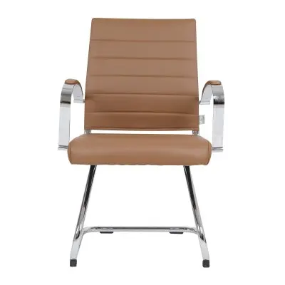 Benmar Home Leather Guest Office Chair in Light Brown