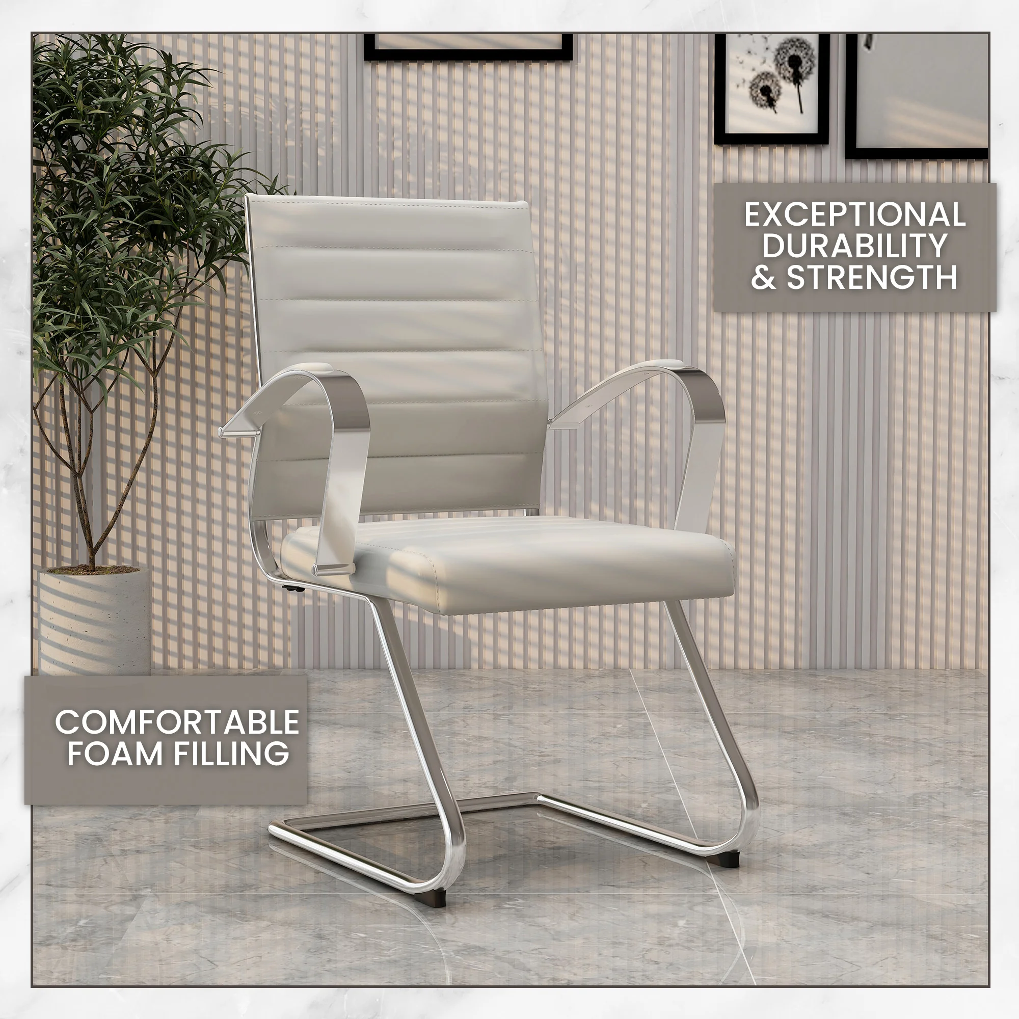 Benmar Home Leather Guest Office Chair in Tan