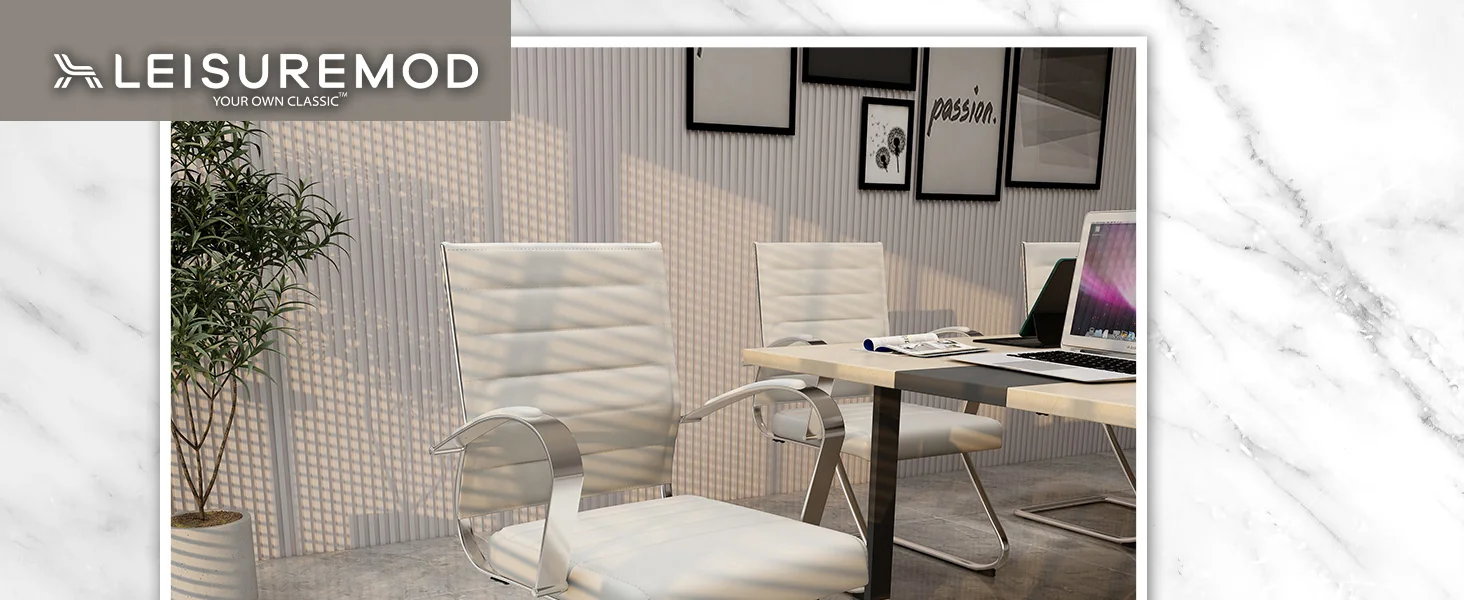 Benmar Home Leather Guest Office Chair in Tan