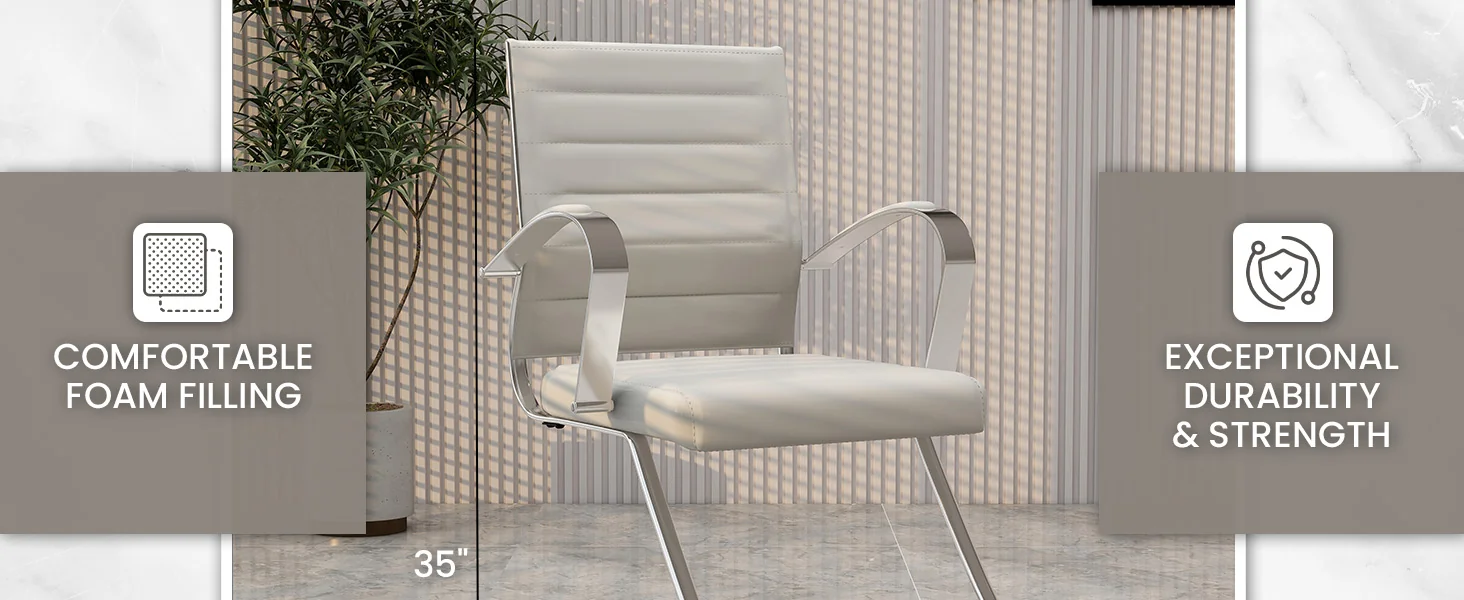 Benmar Home Leather Guest Office Chair in Tan