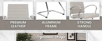 Benmar Home Leather Guest Office Chair in Tan