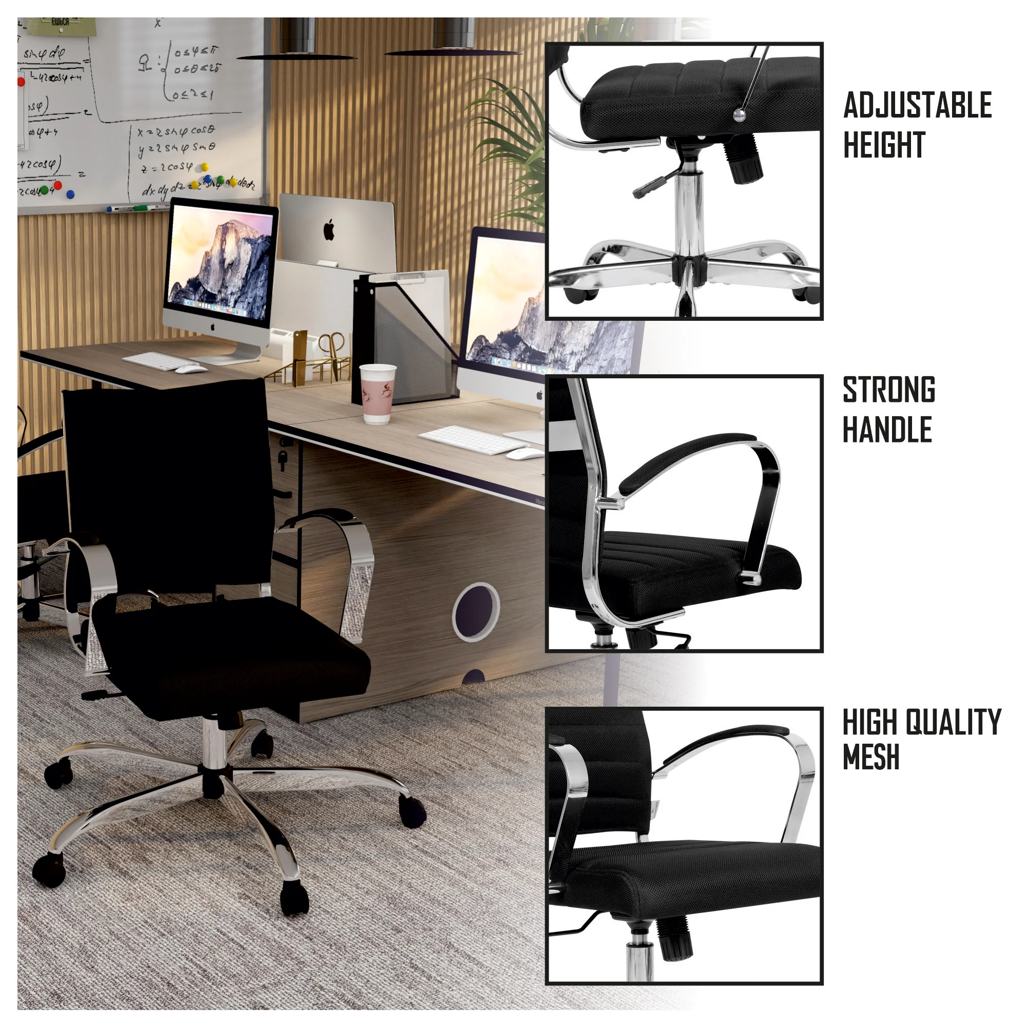 Benmar Home Mesh Office Chair in Black