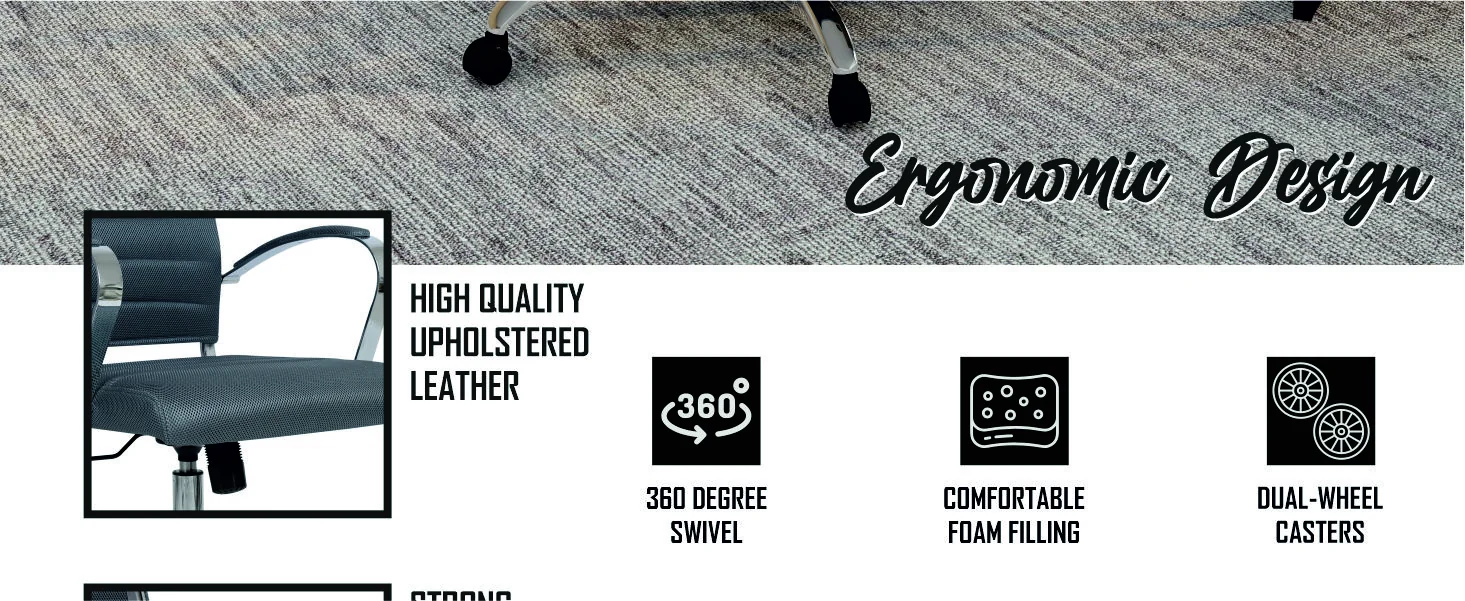 Benmar Home Mesh Office Chair in Grey