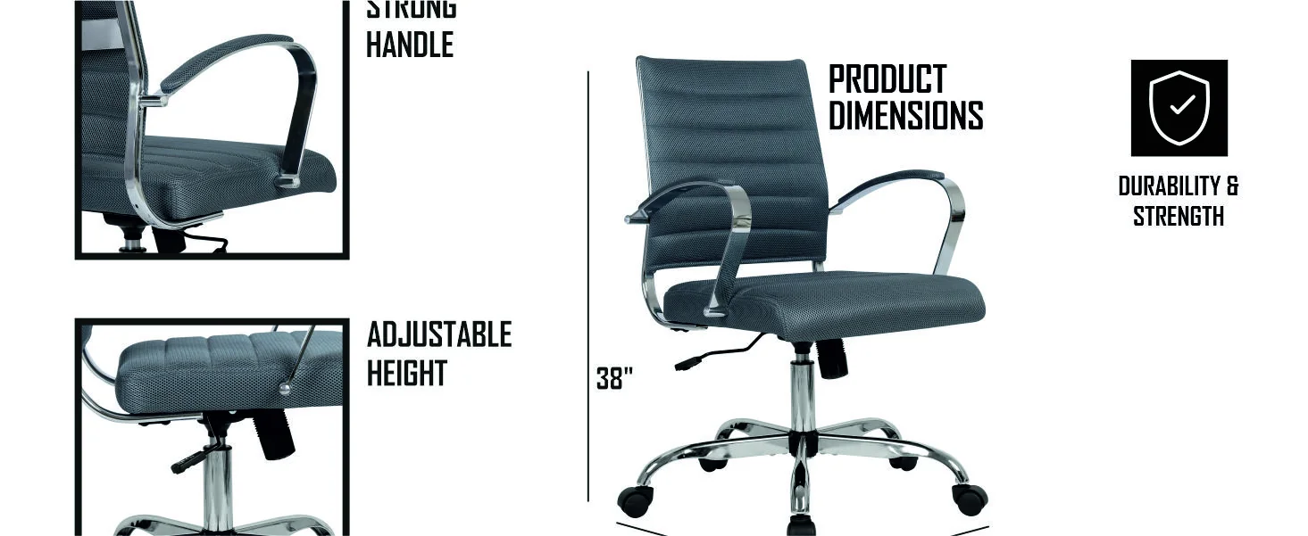 Benmar Home Mesh Office Chair in Grey