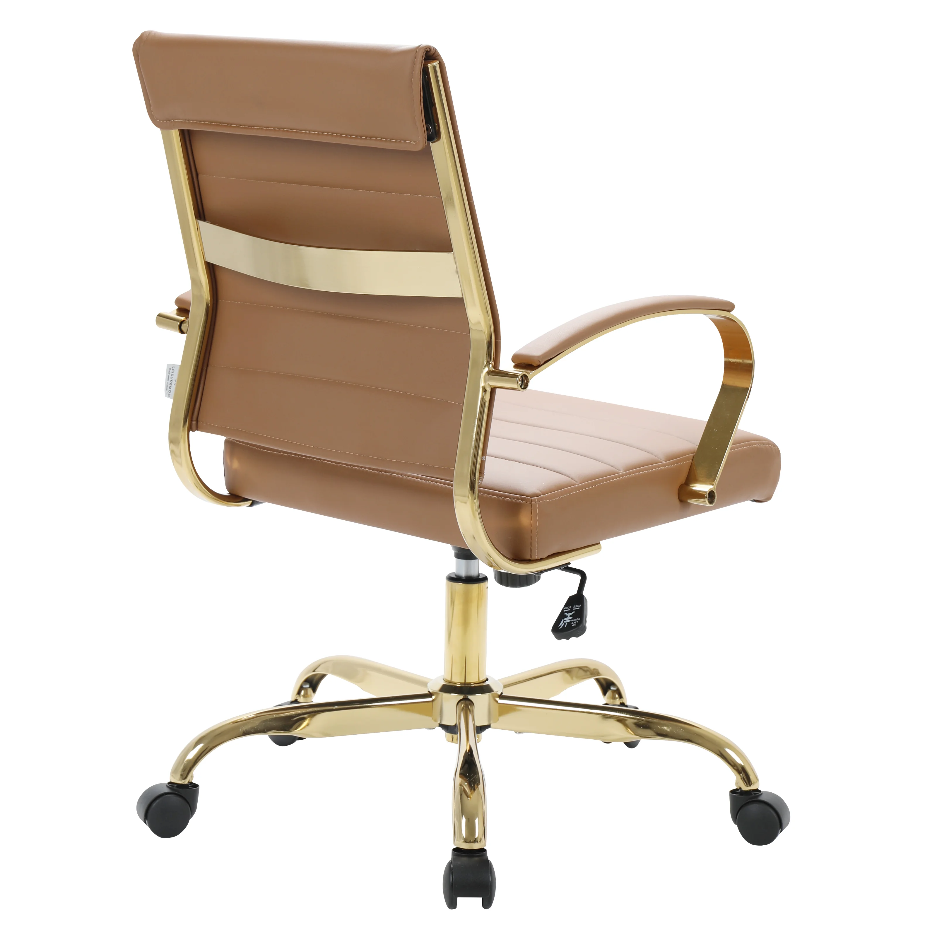 Benmar Home Leather Office Chair With Gold Frame