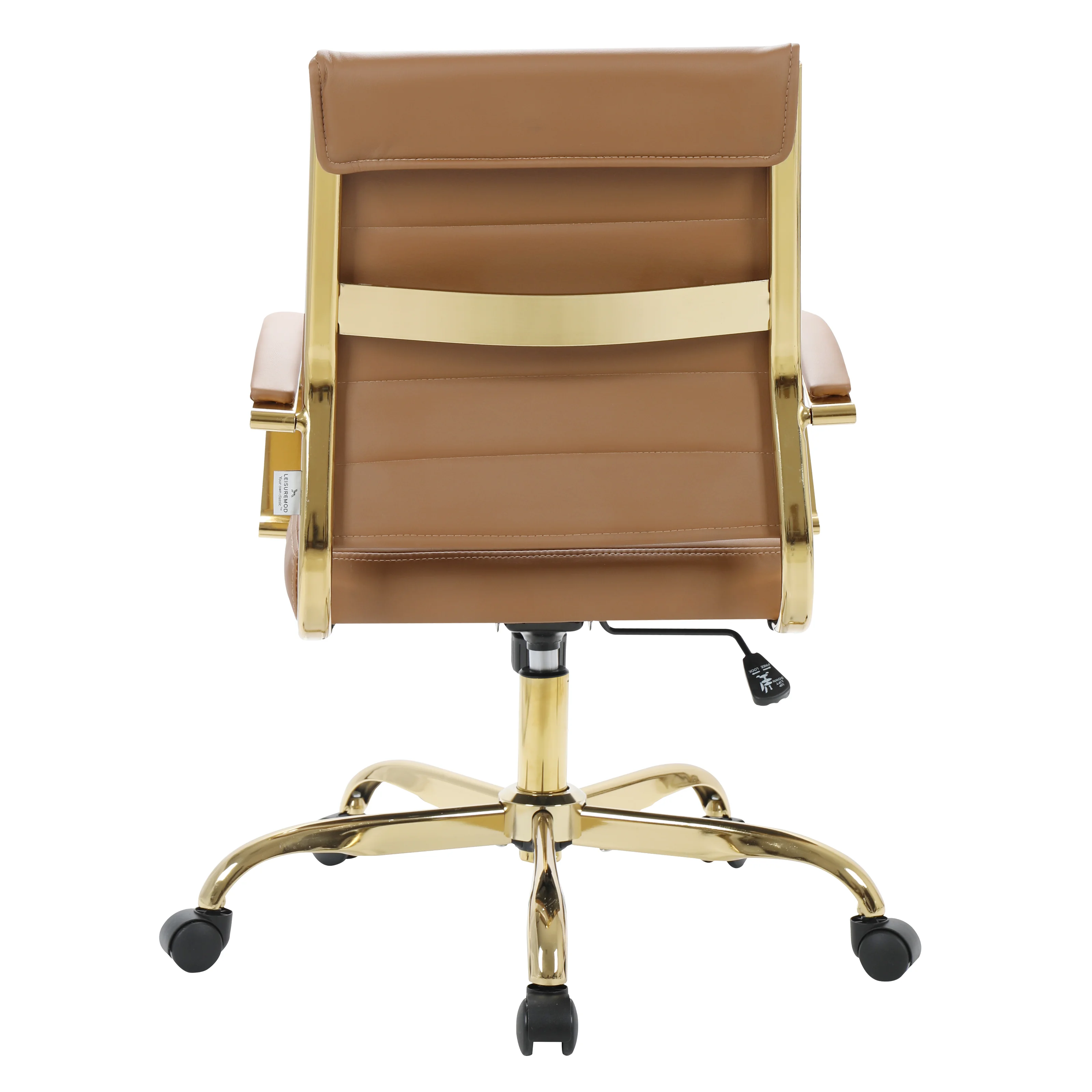 Benmar Home Leather Office Chair With Gold Frame