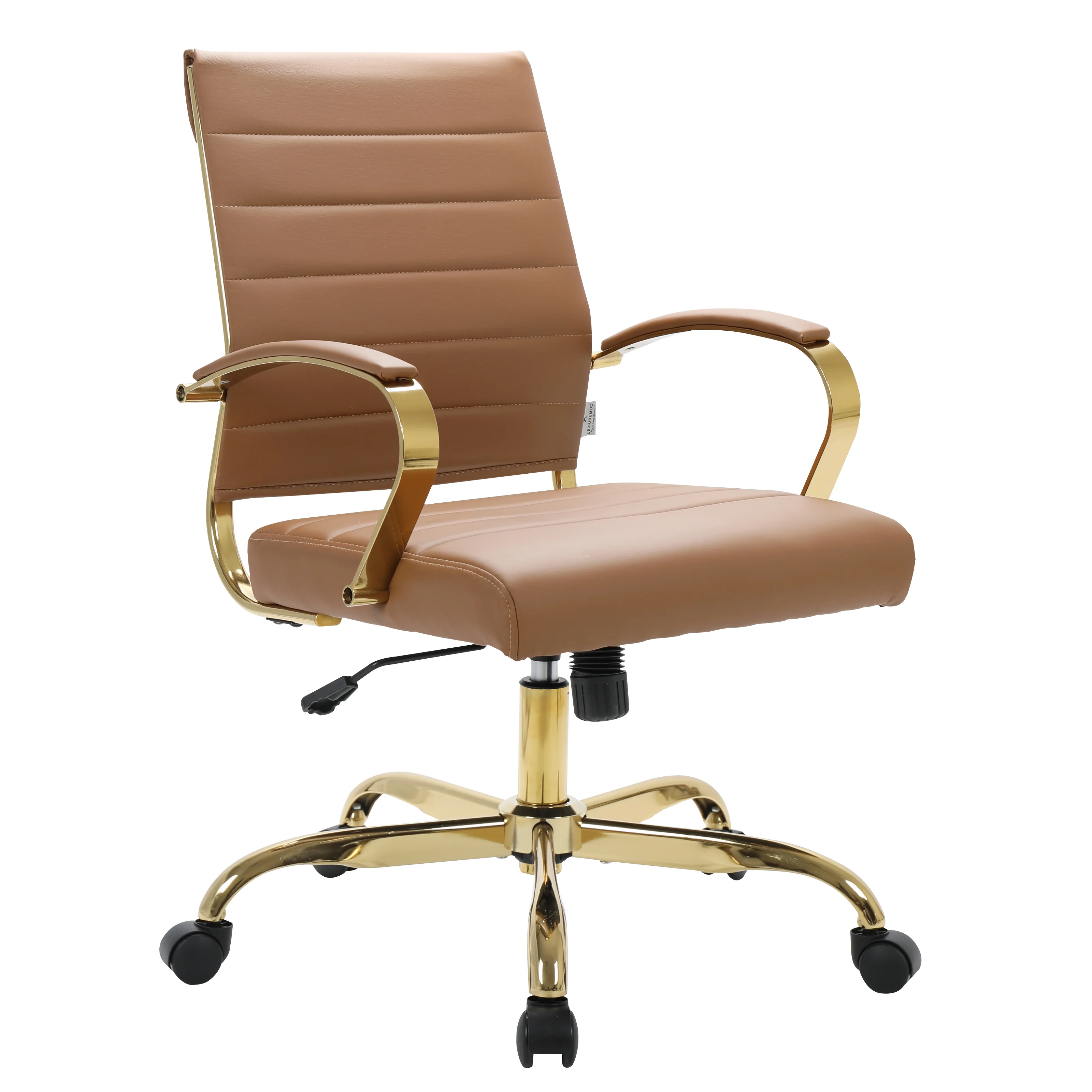 Benmar Home Leather Office Chair With Gold Frame
