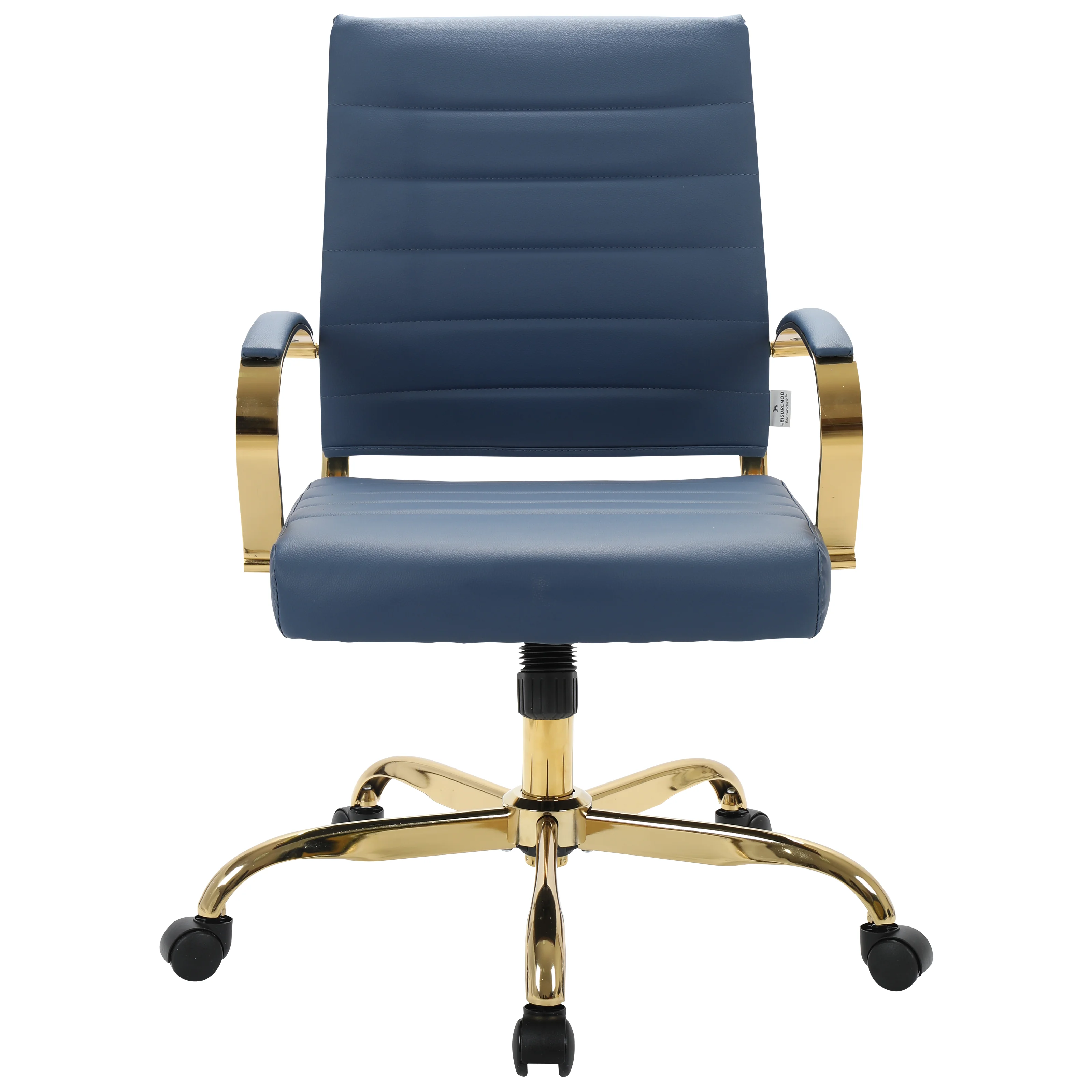 Benmar Home Leather Office Chair With Gold Frame