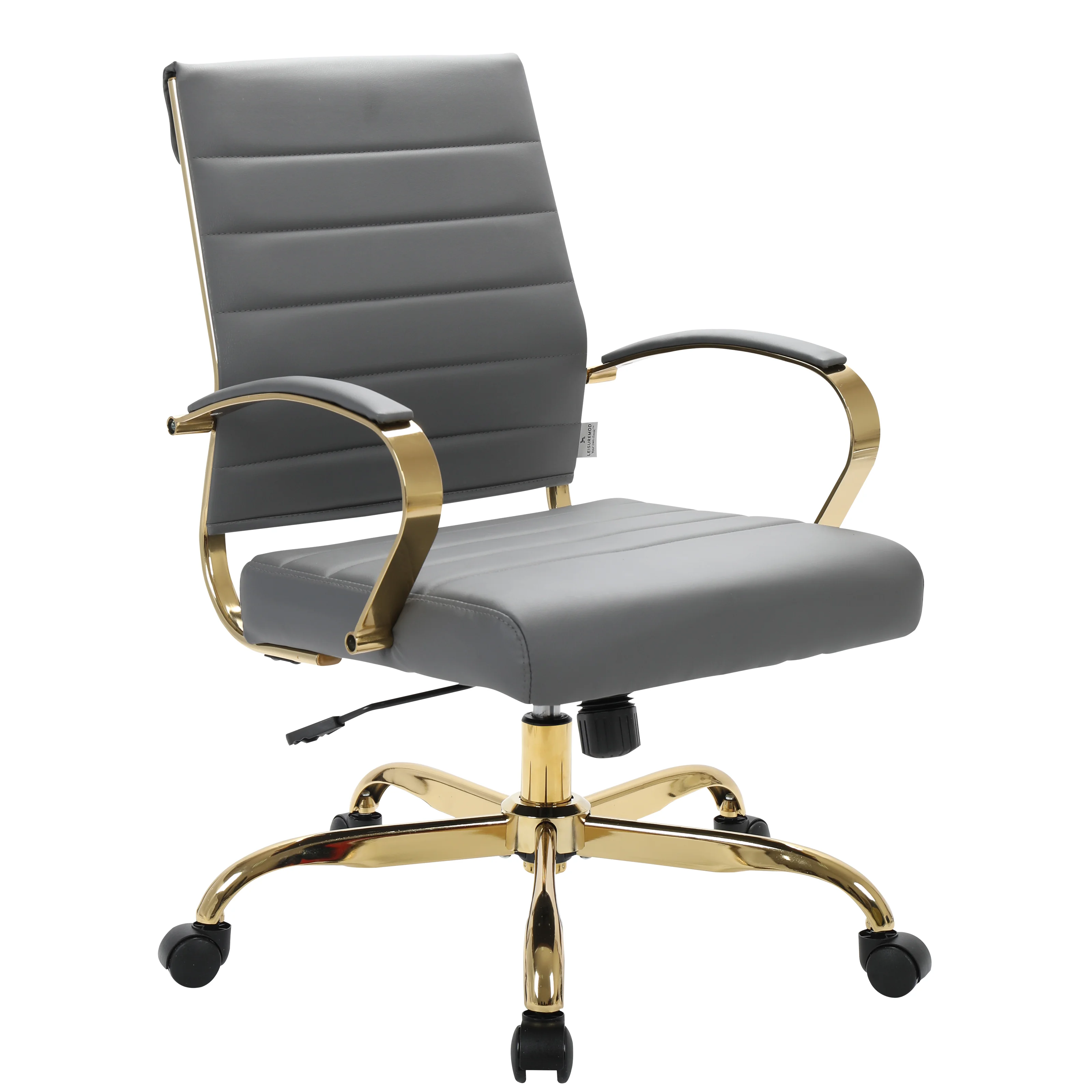 Benmar Home Leather Office Chair With Gold Frame