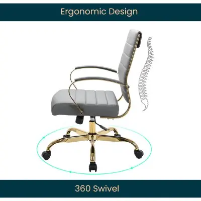 Benmar Home Leather Office Chair With Gold Frame