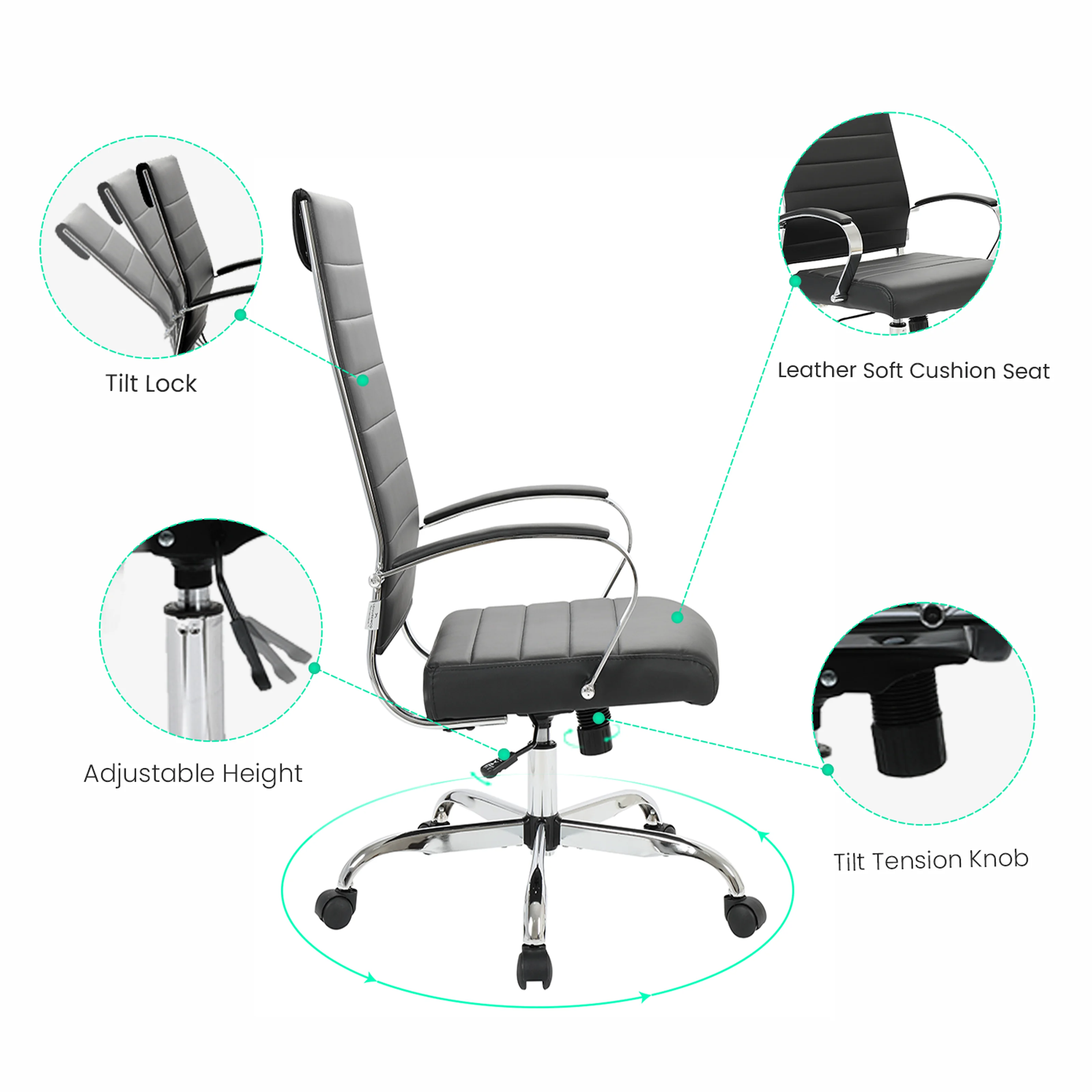 Benmar High-Back Leather Office Chair