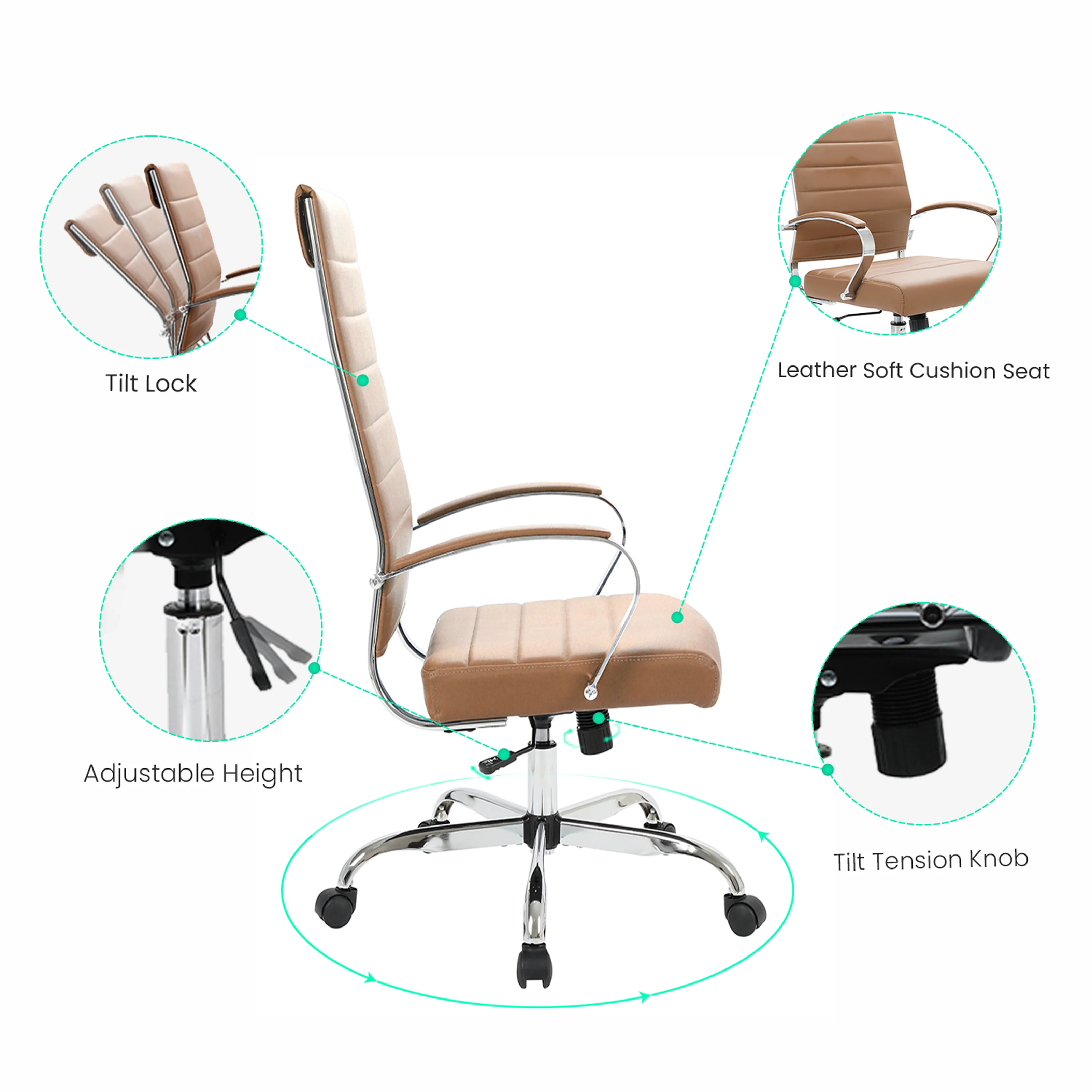 Benmar High-Back Leather Office Chair