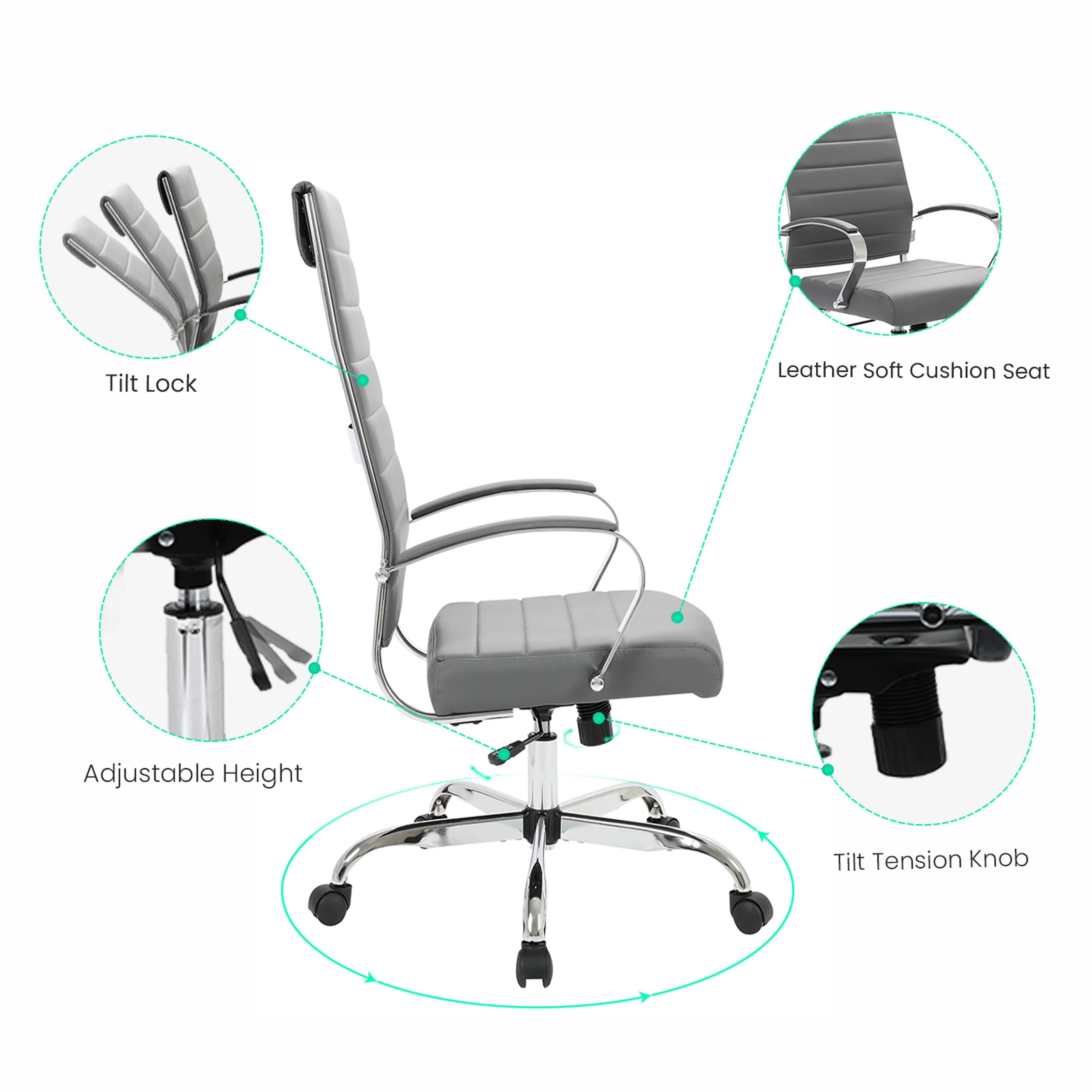 Benmar High-Back Leather Office Chair