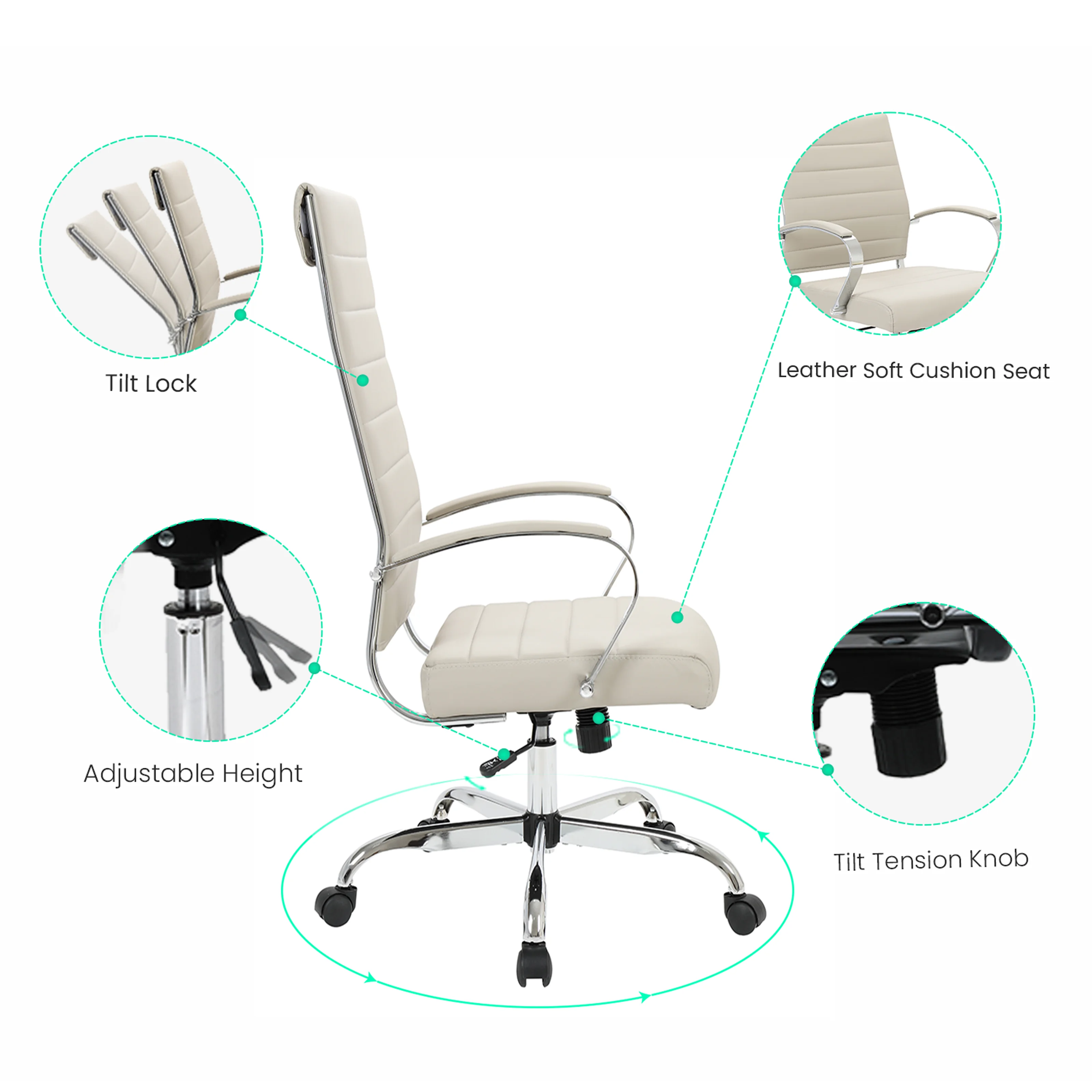 Benmar High-Back Leather Office Chair