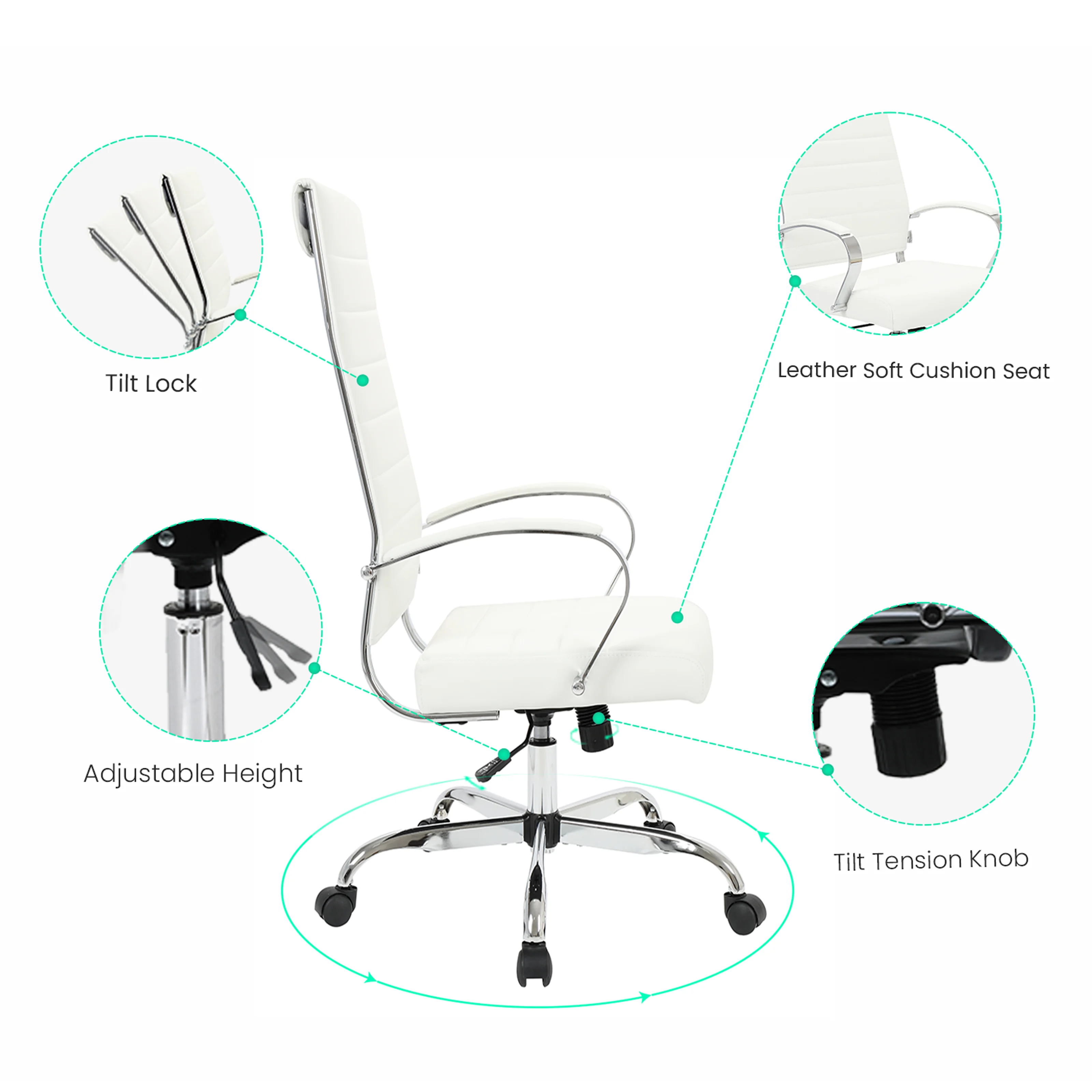 Benmar High-Back Leather Office Chair