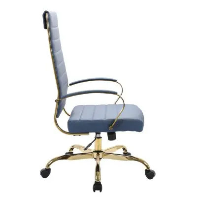 Benmar High-Back Leather Office Chair With Gold Frame