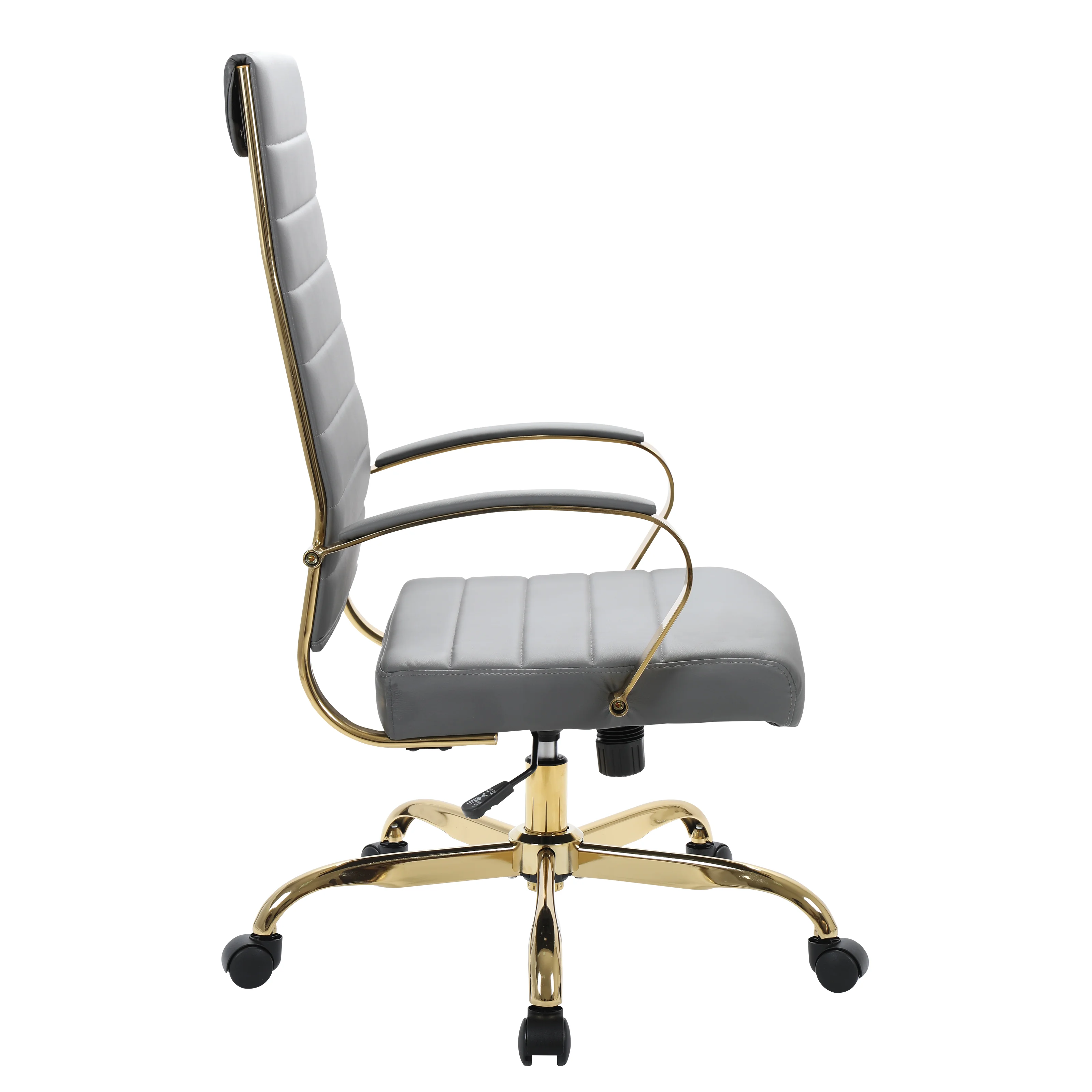 Benmar High-Back Leather Office Chair With Gold Frame