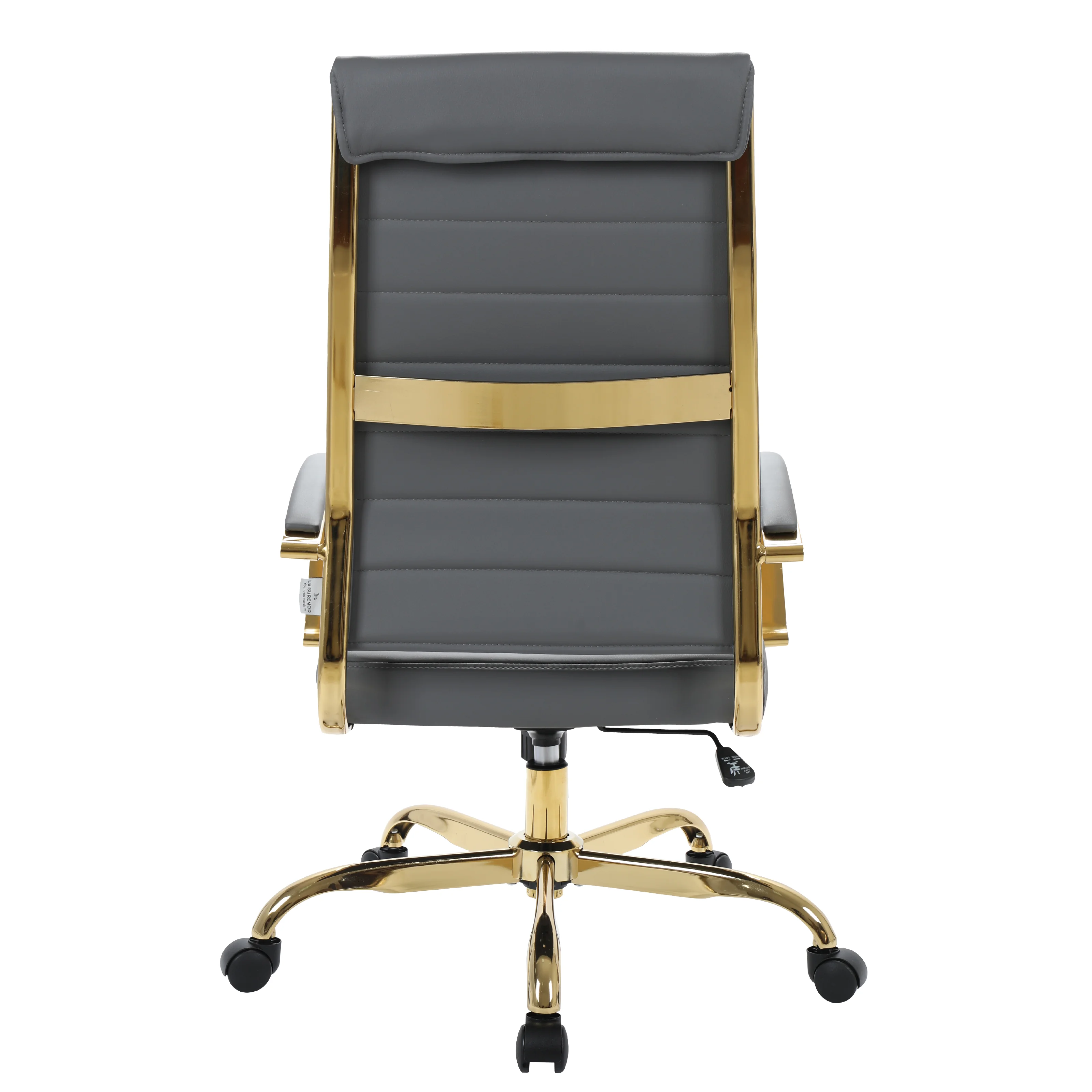 Benmar High-Back Leather Office Chair With Gold Frame
