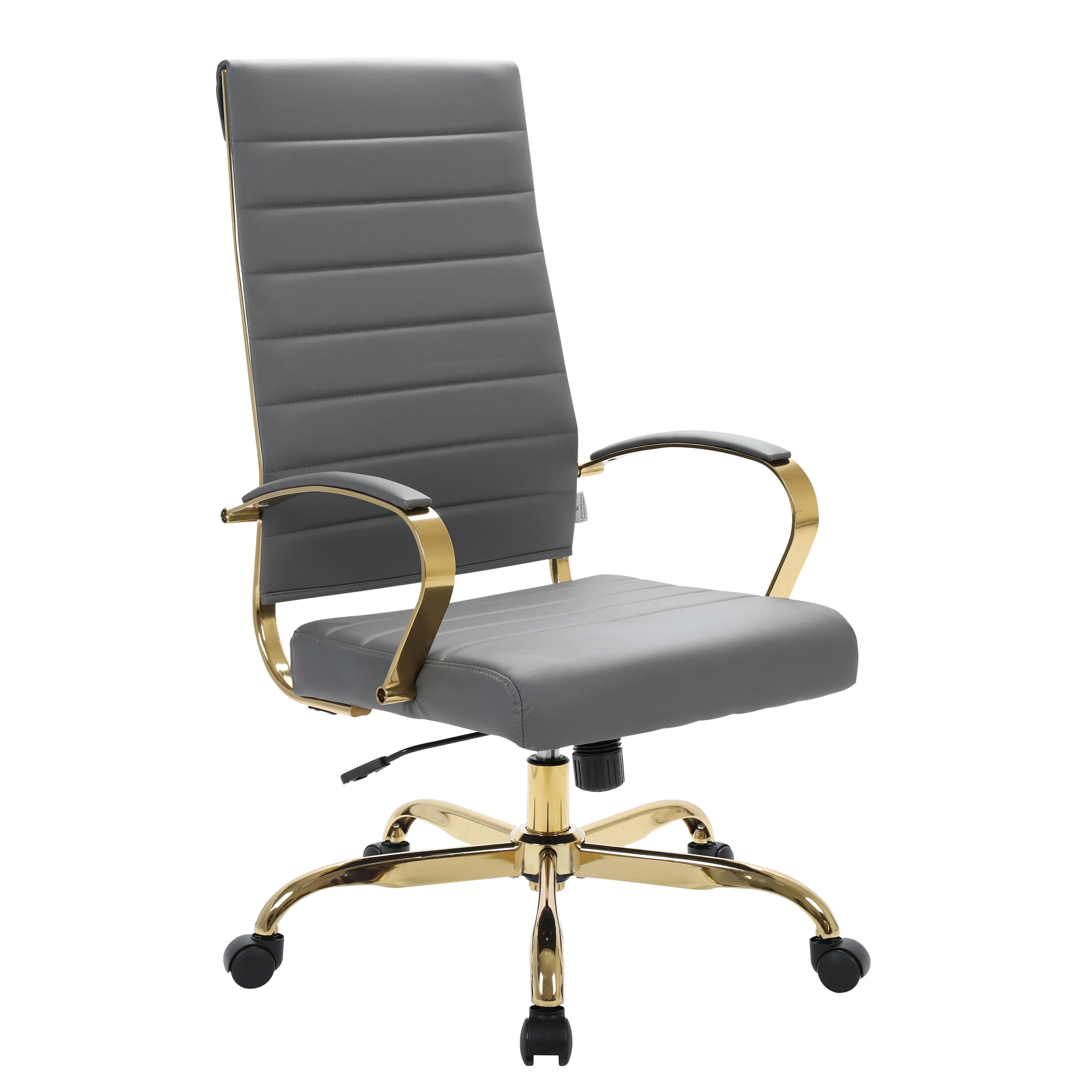 Benmar High-Back Leather Office Chair With Gold Frame