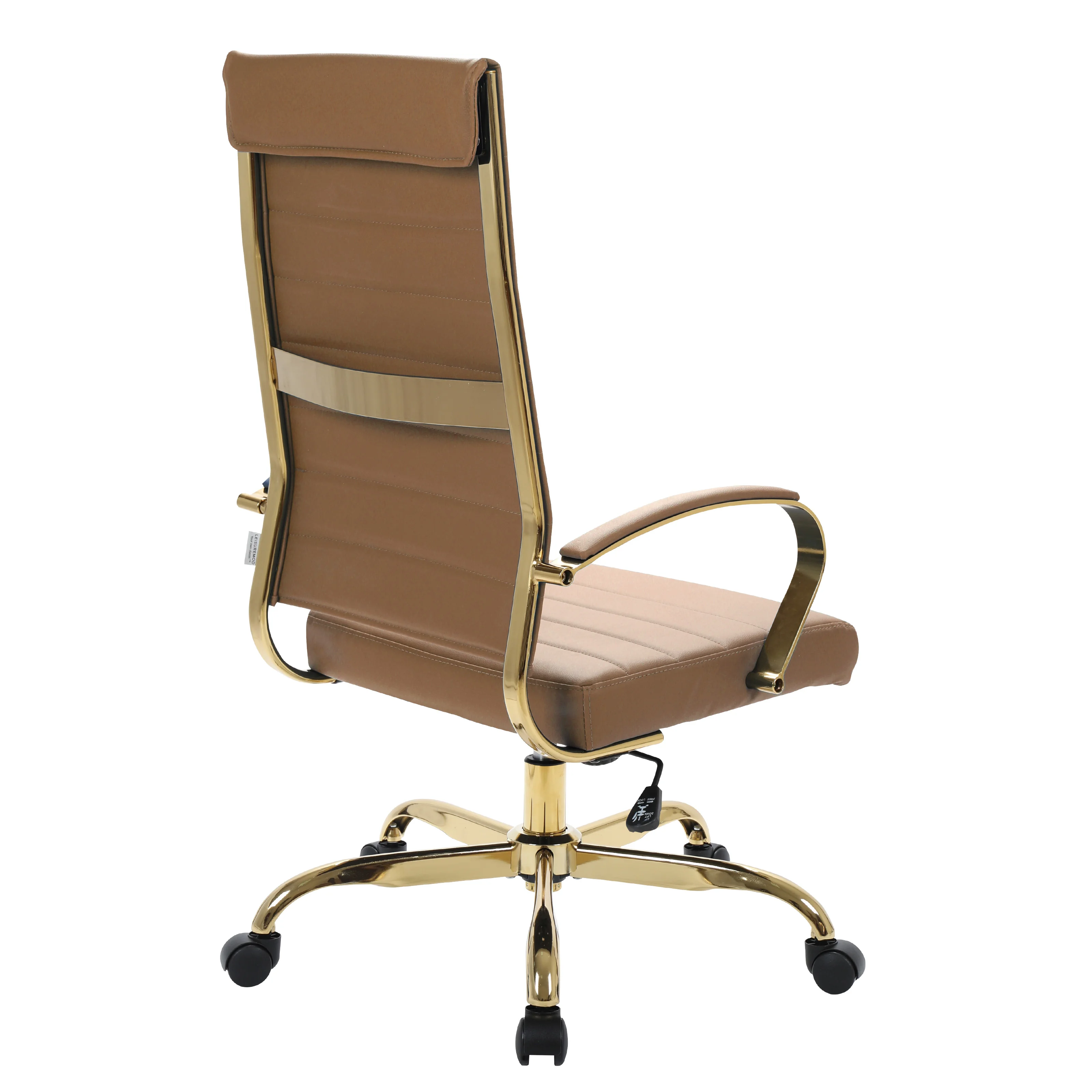 Benmar High-Back Leather Office Chair With Gold Frame