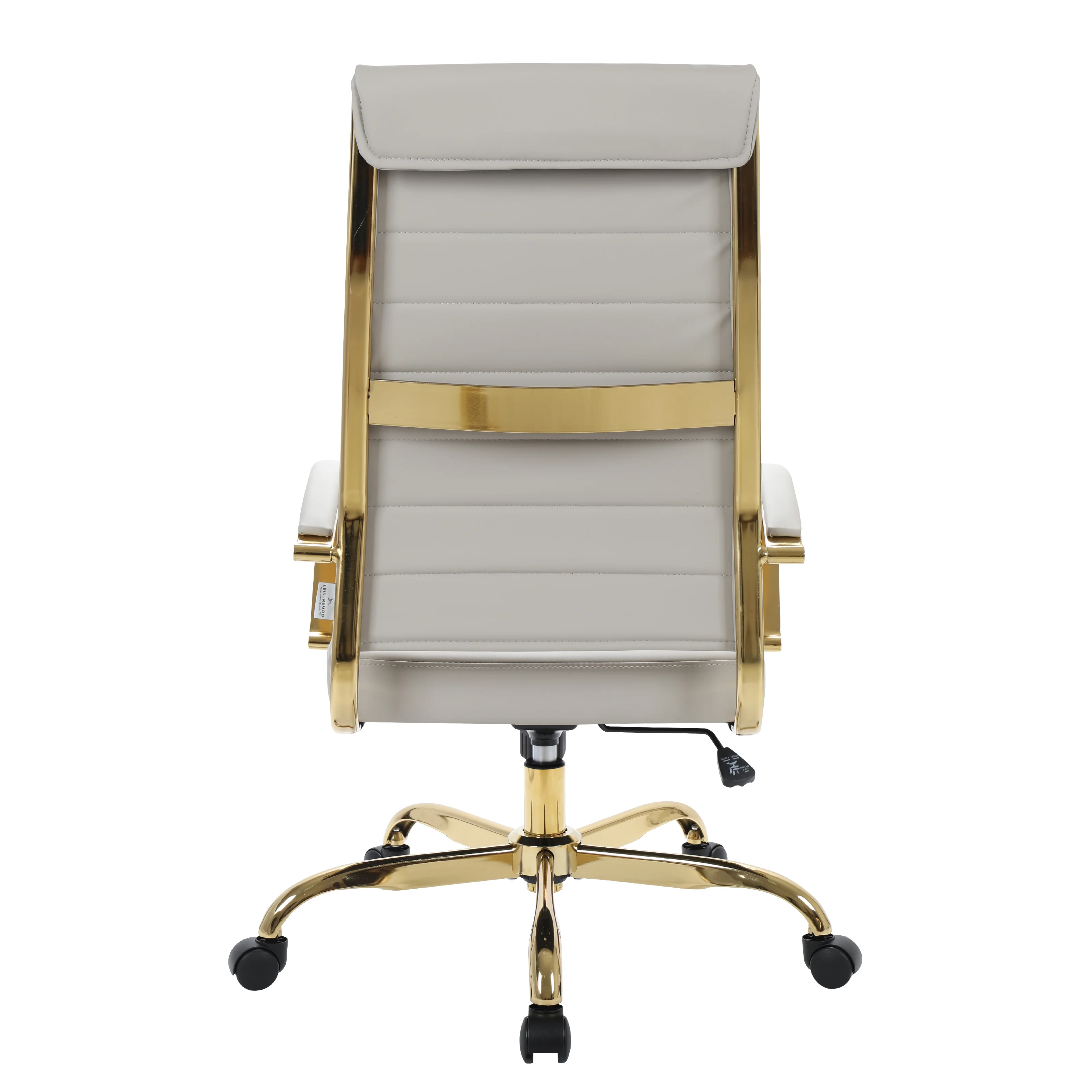 Benmar High-Back Leather Office Chair With Gold Frame