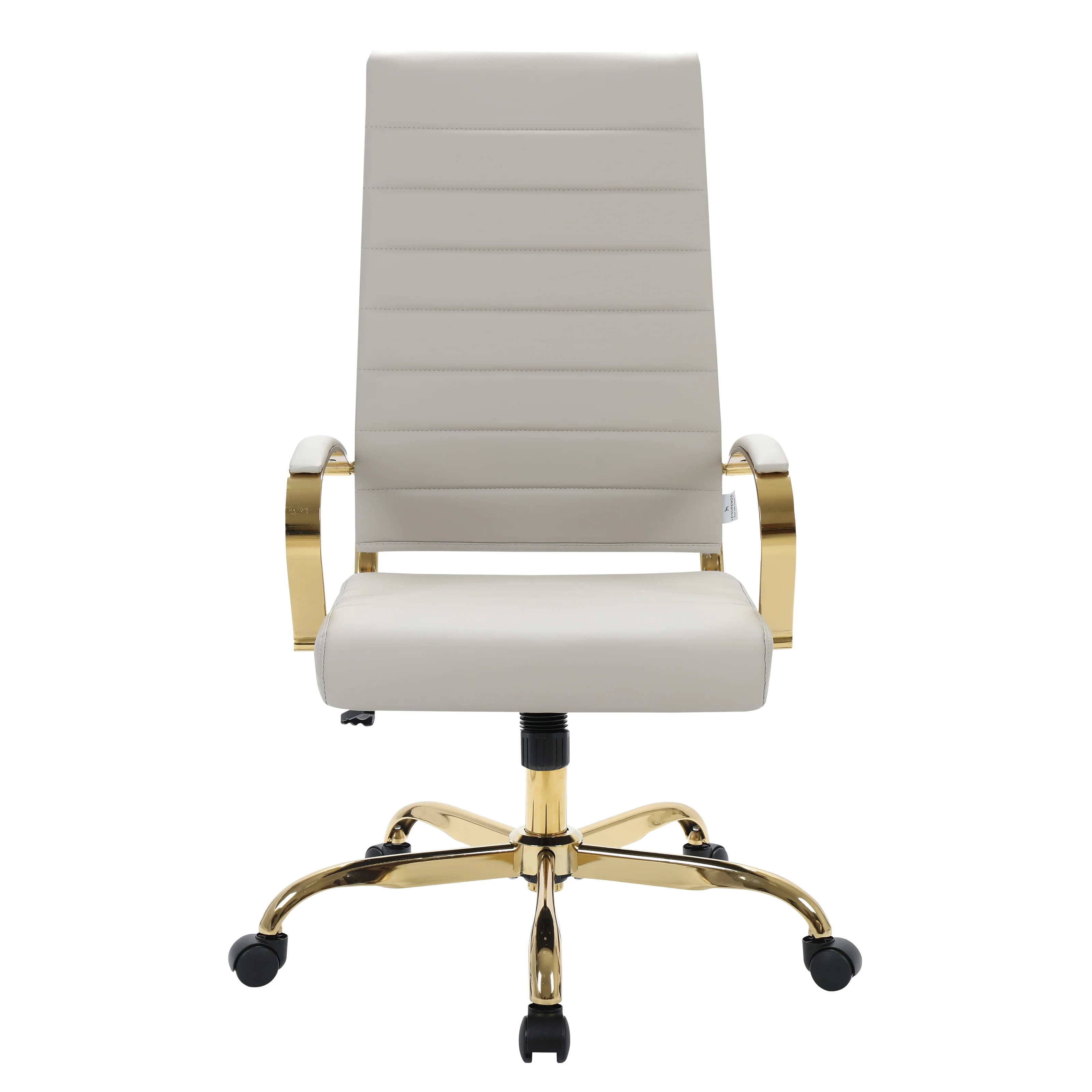 Benmar High-Back Leather Office Chair With Gold Frame