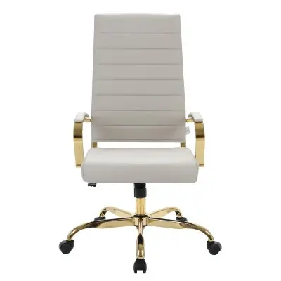 Benmar High-Back Leather Office Chair With Gold Frame
