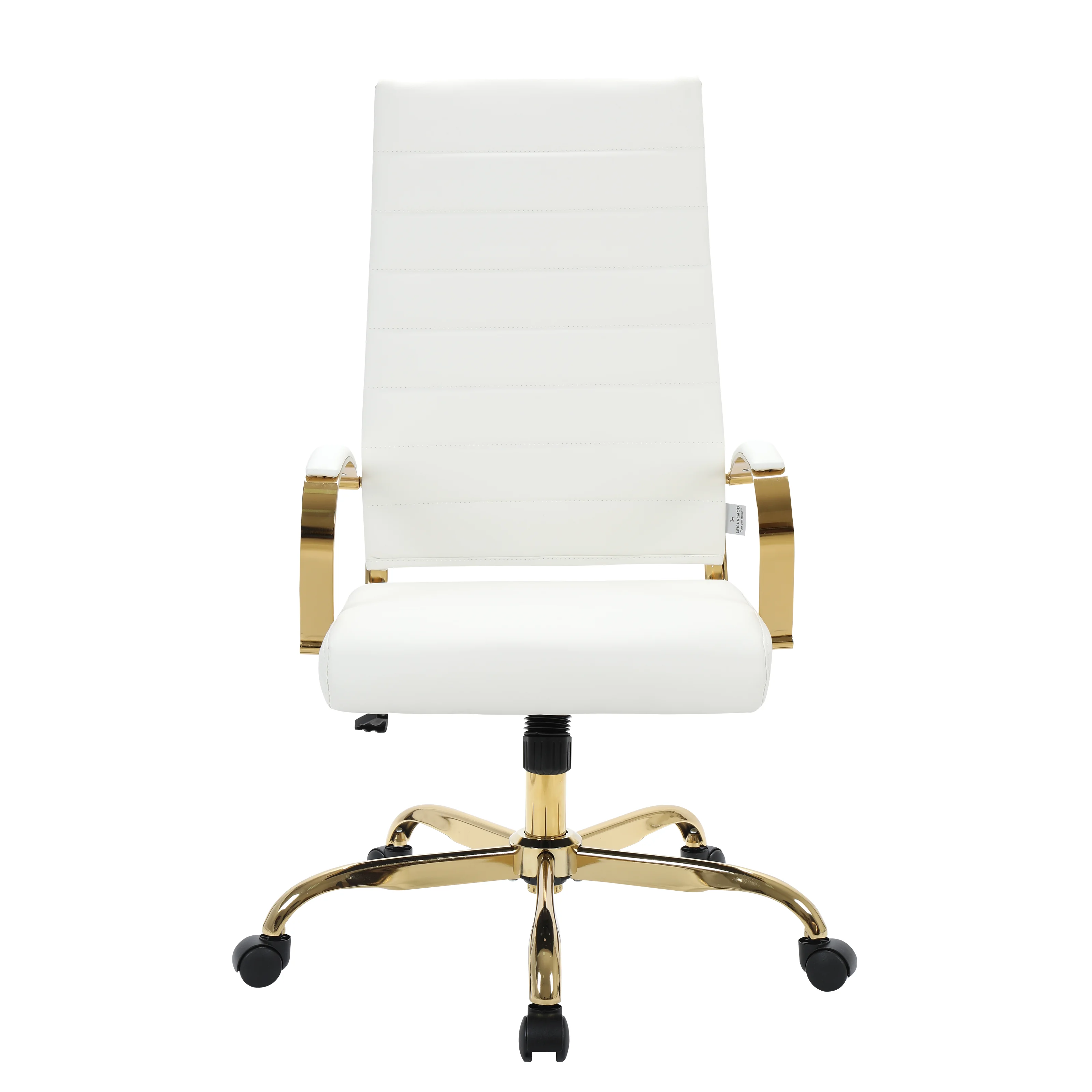Benmar High-Back Leather Office Chair With Gold Frame