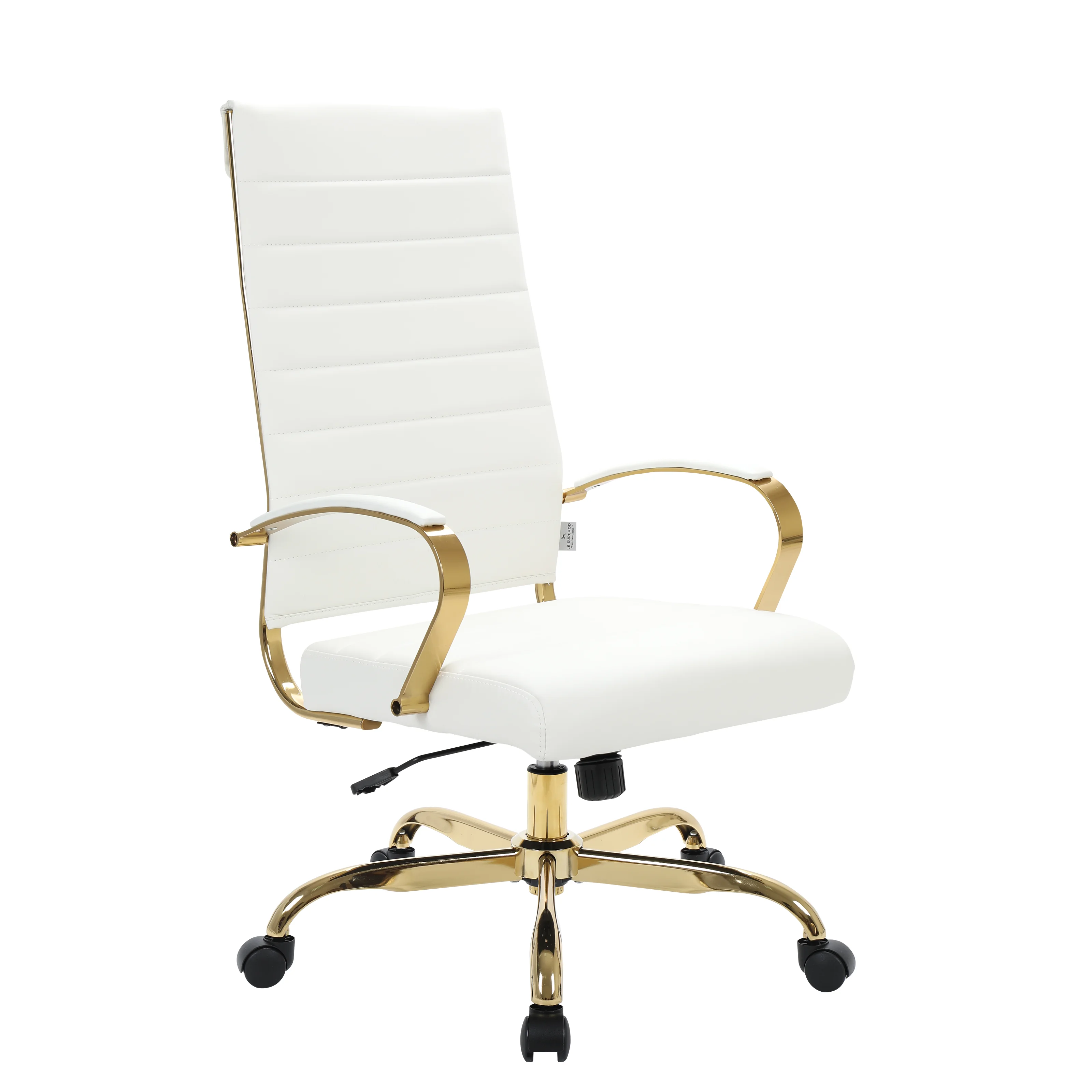 Benmar High-Back Leather Office Chair With Gold Frame