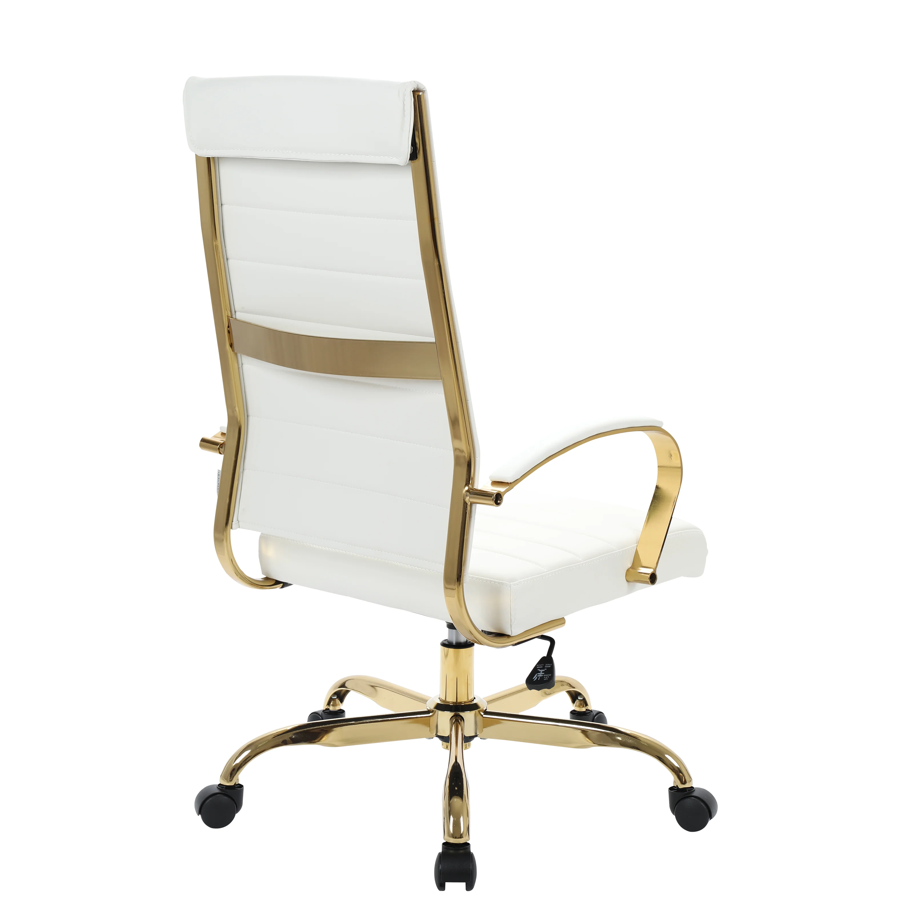 Benmar High-Back Leather Office Chair With Gold Frame