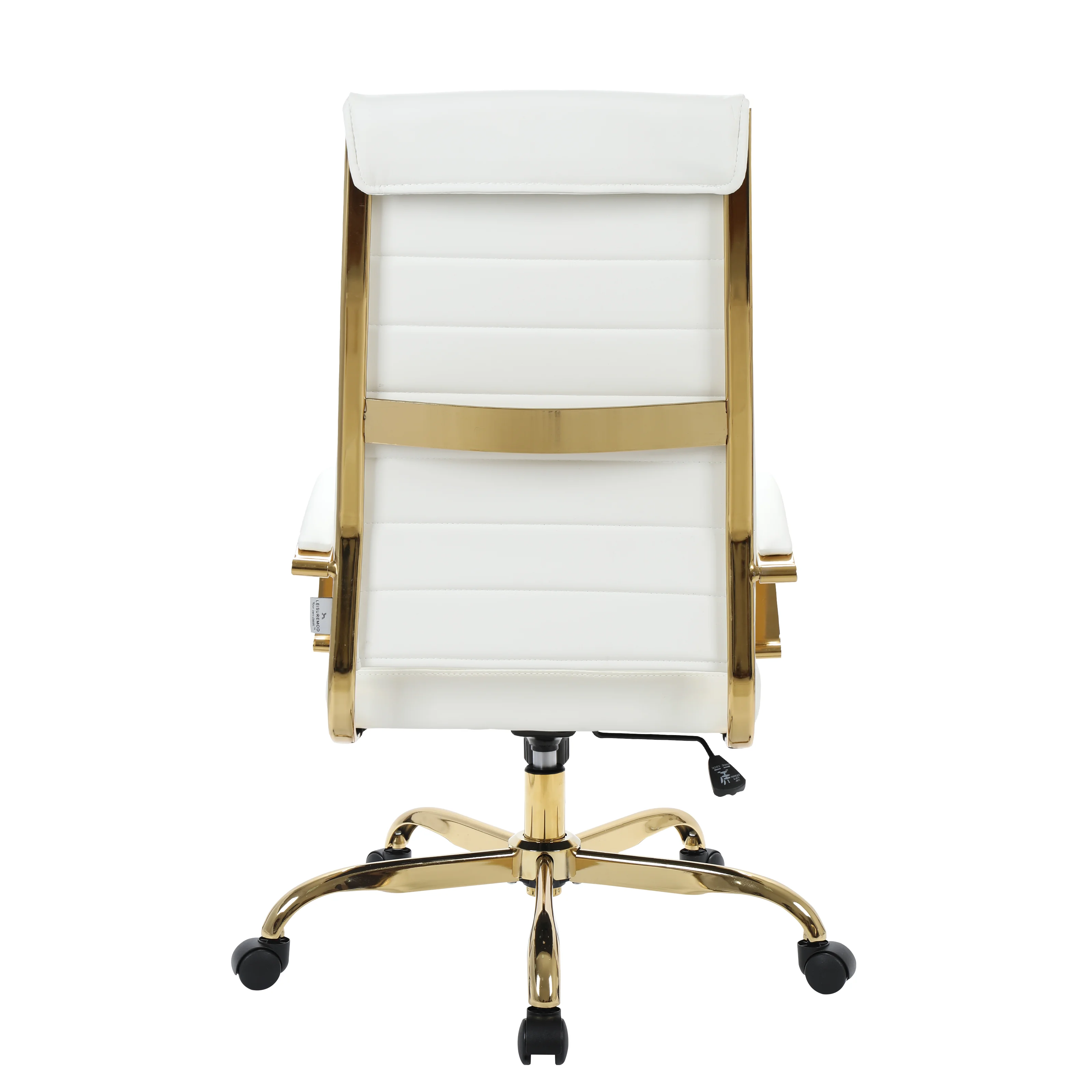 Benmar High-Back Leather Office Chair With Gold Frame